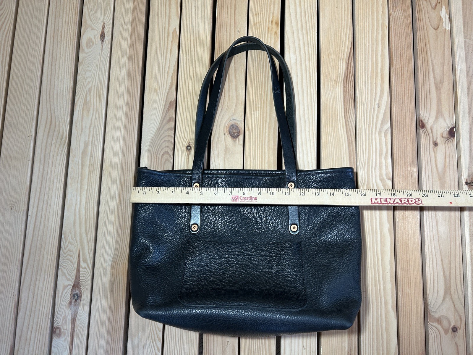 Go Forth Goods Avery Pebbled Genuine Leather Tote 10″x15″ – Black, Made in USA