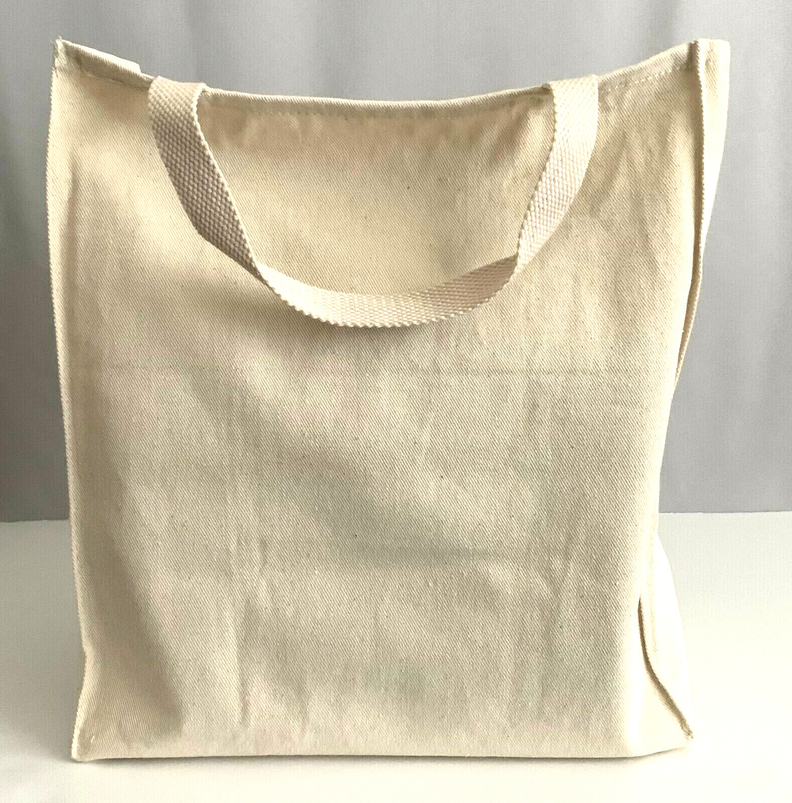 Khaki Beige Grocery Embroidery Reusable Tote Bag Cotton Twill Blank Screen Print