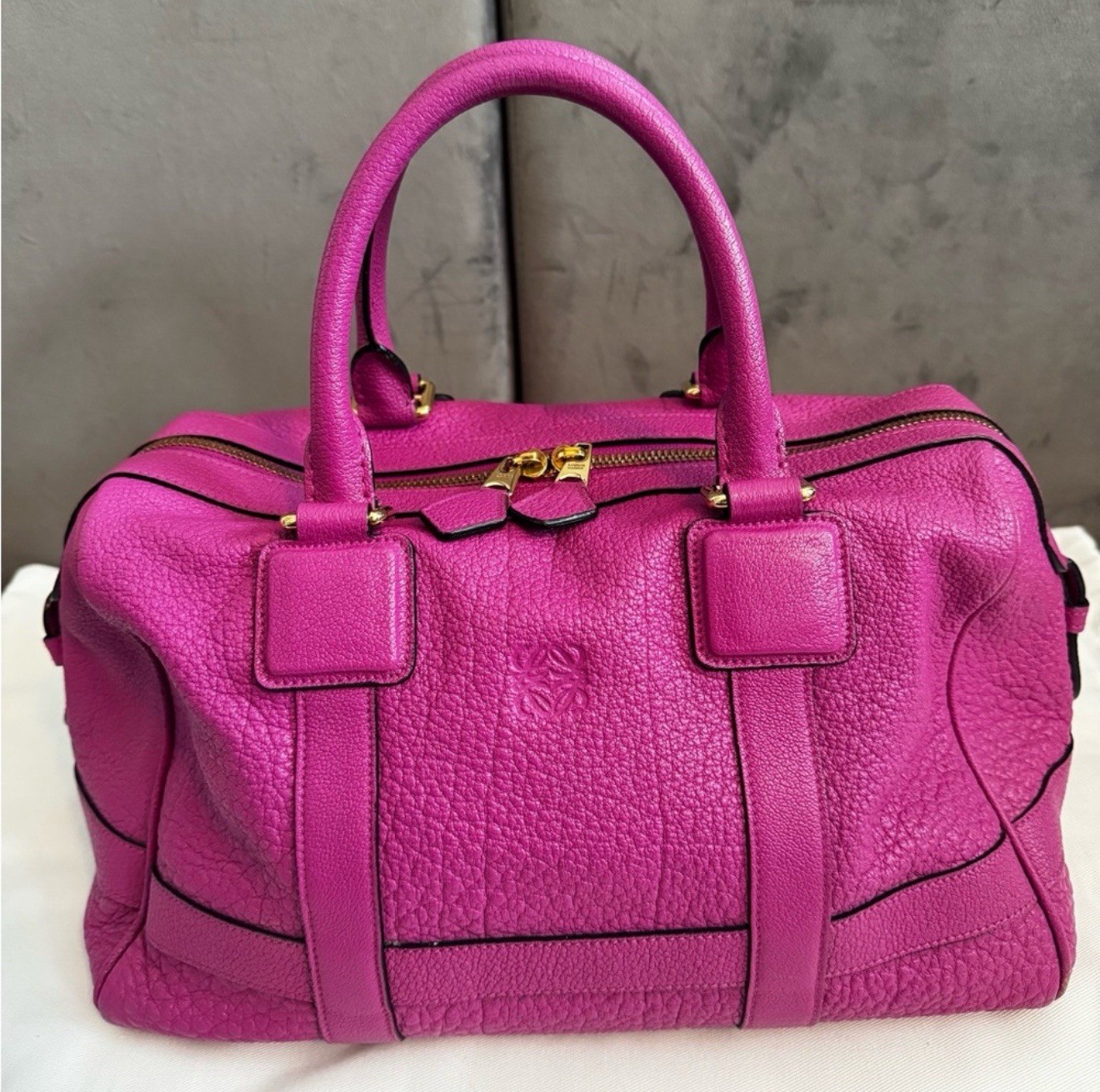 Loewe Paseo 30 HandBag in Bright Pink Calf Leather With Gold Hardware