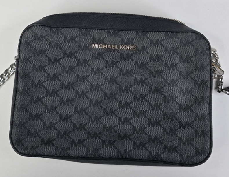 Jet Set Large Printed Logo Crossbody Bag Black Gray