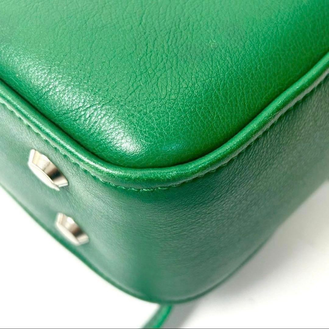 Balenciaga Shoulder Bag Triangle Duffle Green Leather Size: W11.4xH6.9 in.