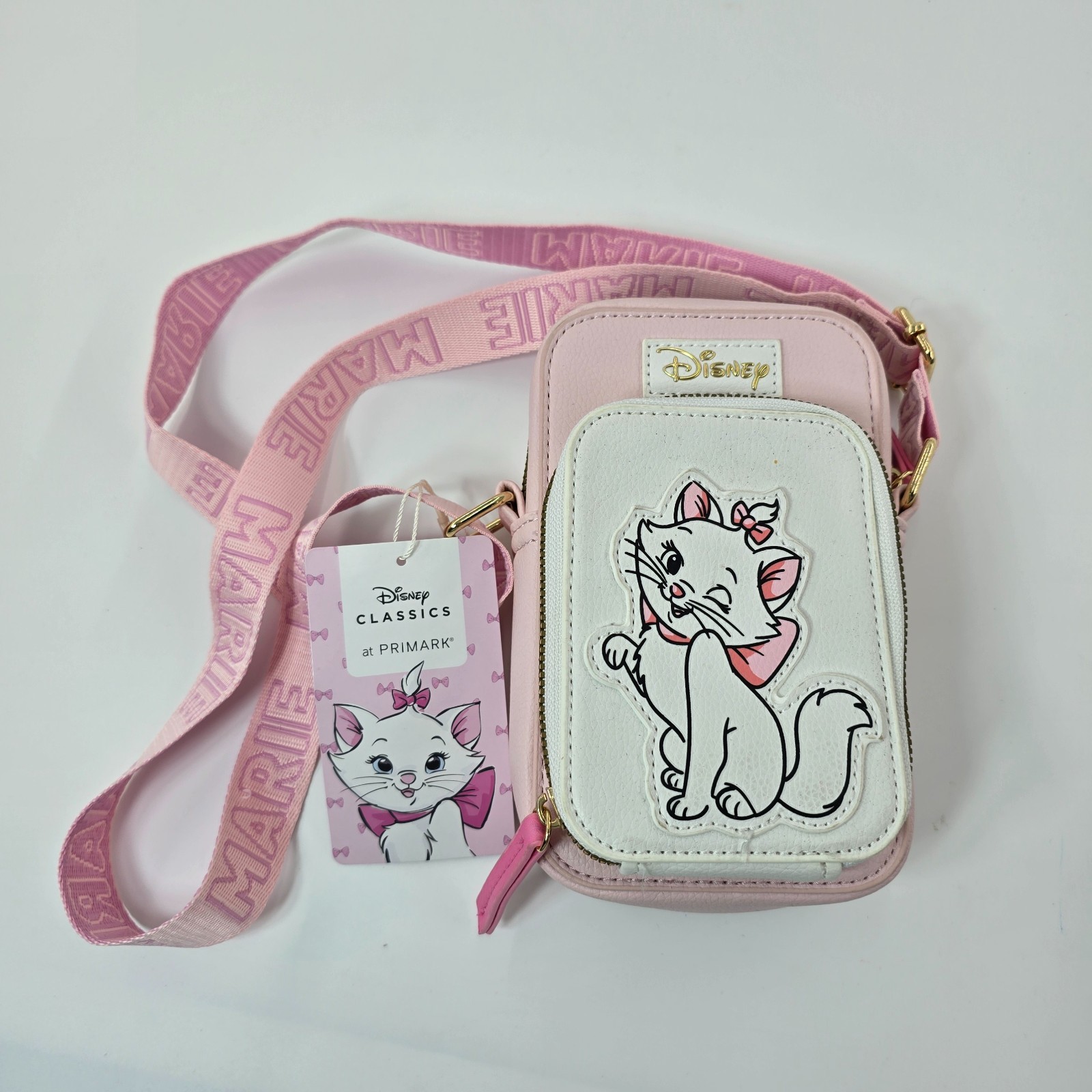 Disney Pink & White Marie Cat Crossbody Bag Phone Holder Wallet Small Bag NWT