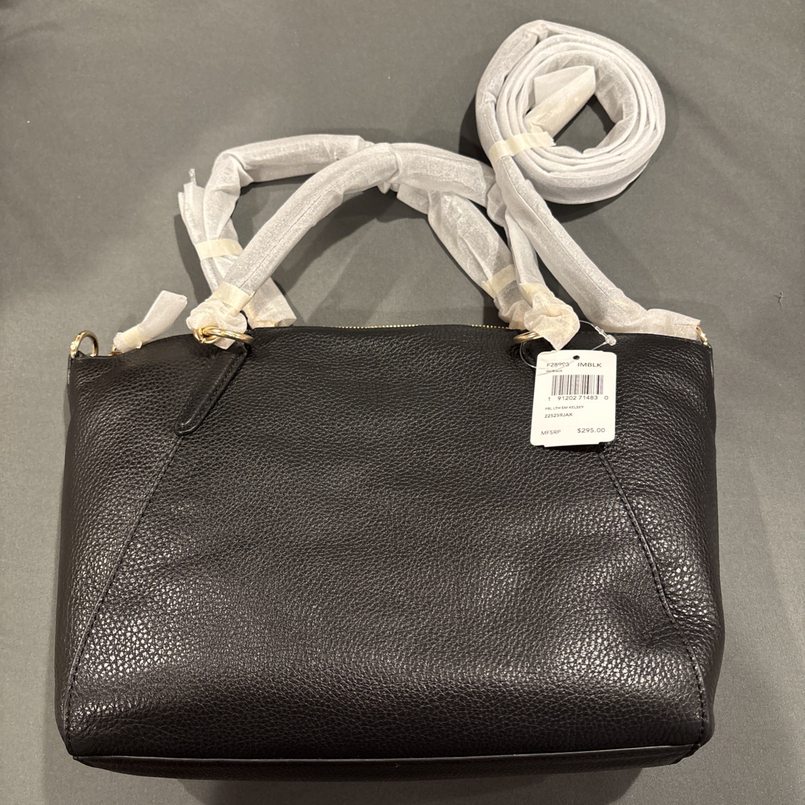 NEW NWT COACH Small Kelsey Satchel Black Pebbled Leather Crossbody 28993 Purse