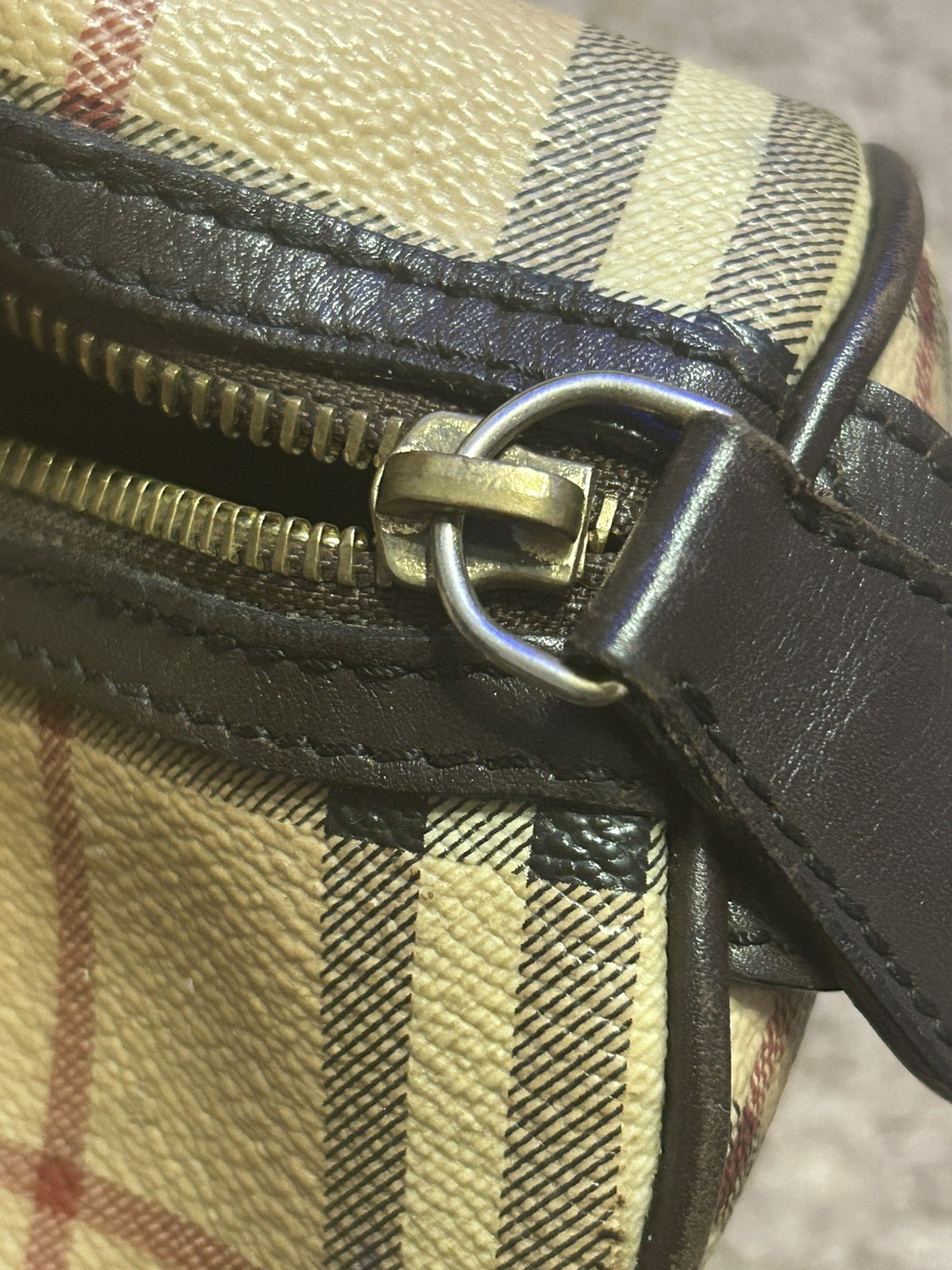 Authentic Burberry HaymarketCheck Bowling Boston Bag • Made in Italy • Vintage