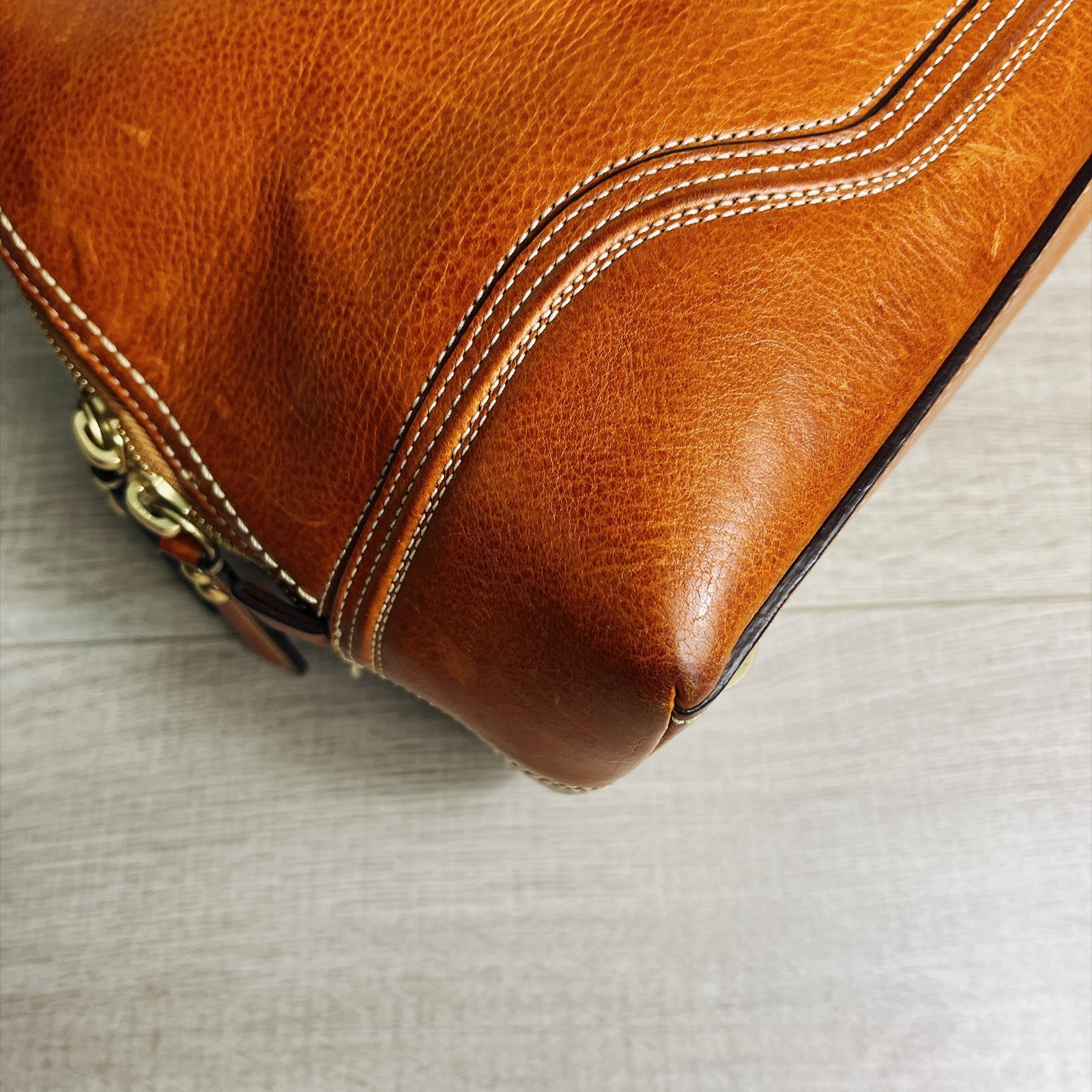 COACH Hampton Miranda Satchel Tote Bag 11085 Tan Pebbled Leather Vintage Rare