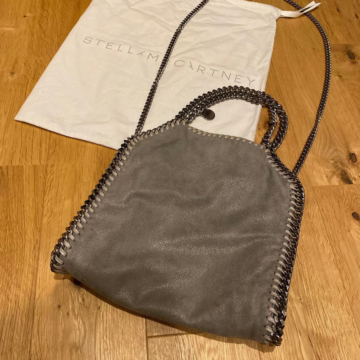 Stella McCartney Falabella Tiny Tote Shoulder Bag Gray Vegan Authentic