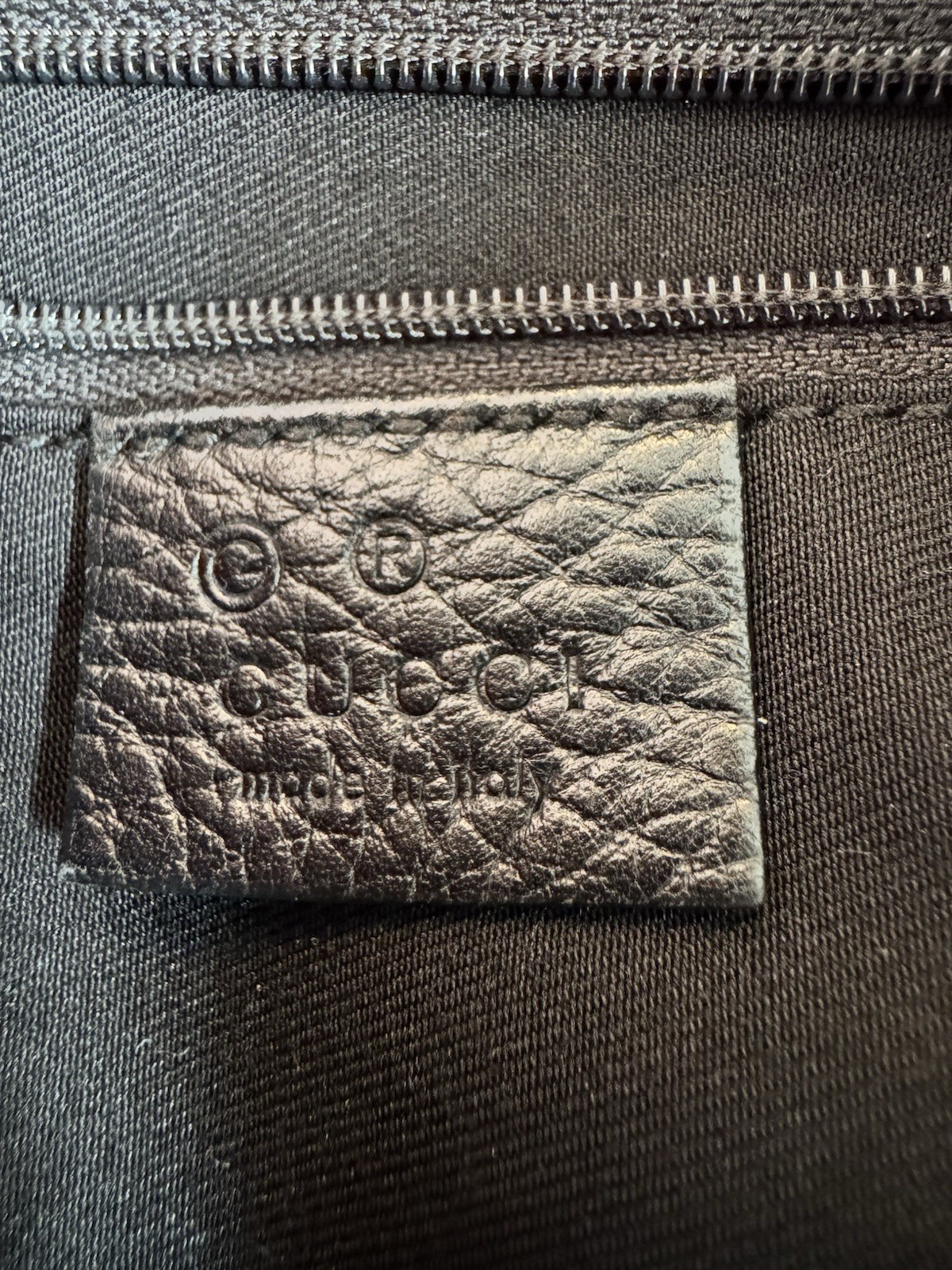 Authentic Vintage GUCCI Gifford Tote Black Denim Canvas Handbag / Leather Trim