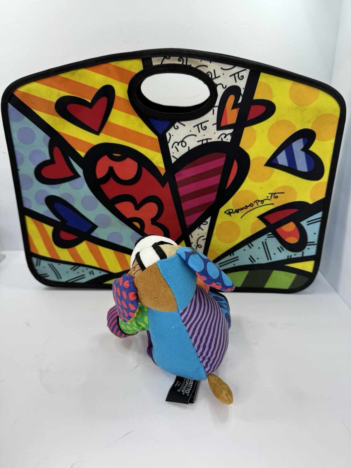 Romero Britto Pablo Dog 6” Plush & Neoprene Tote Bag “A New Day” Design