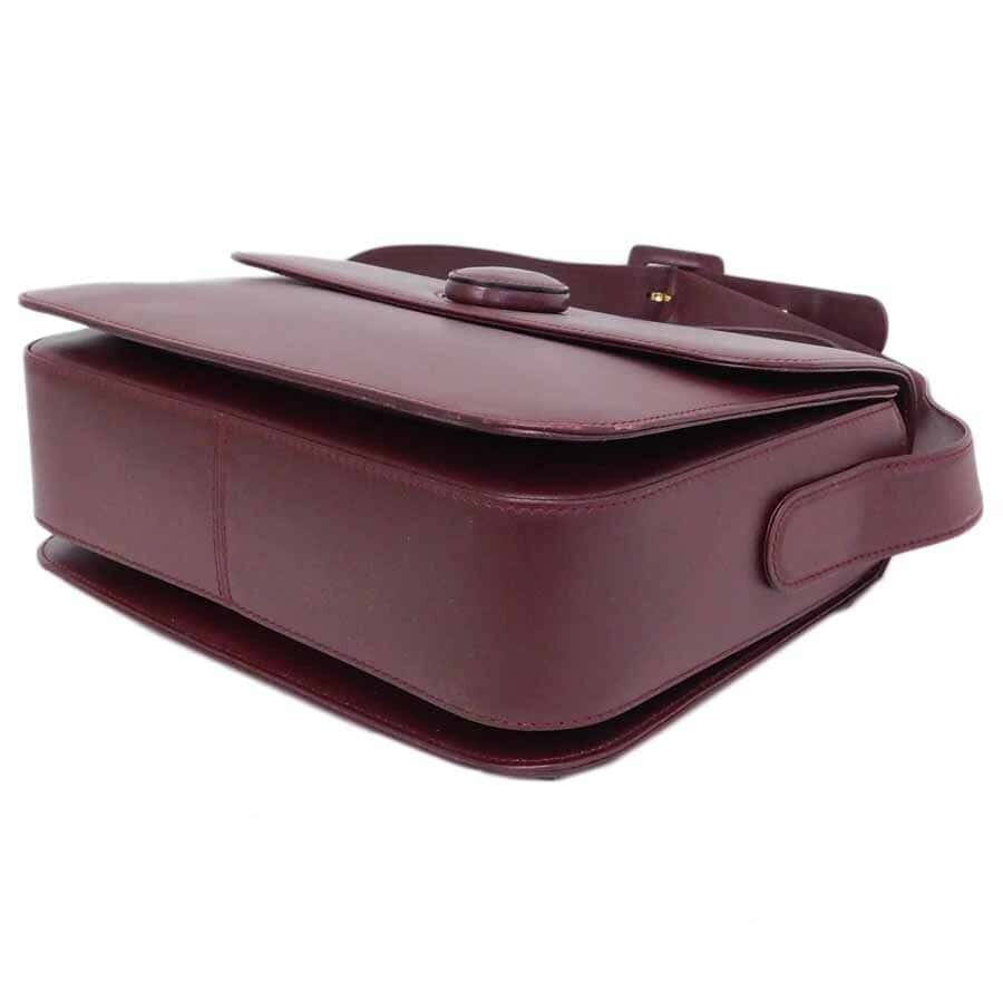 Cartier Must Line Turn Lock Shoulder Bag Bordeaux Leather Women 18.5cm