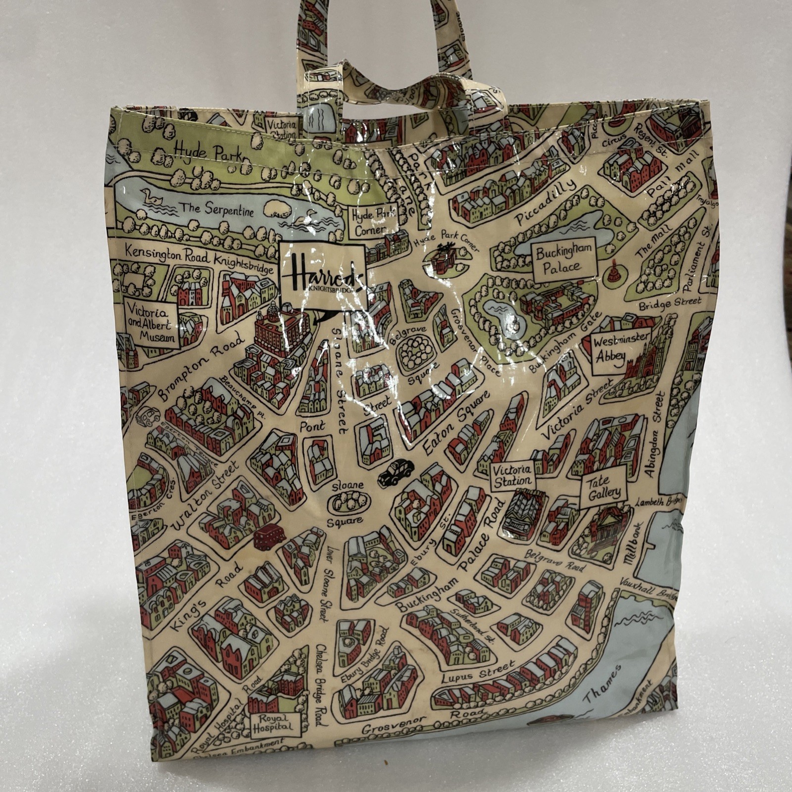 Harrods Knightsbridge London Map Tote Shopper Bag – PVC Coated Cotton