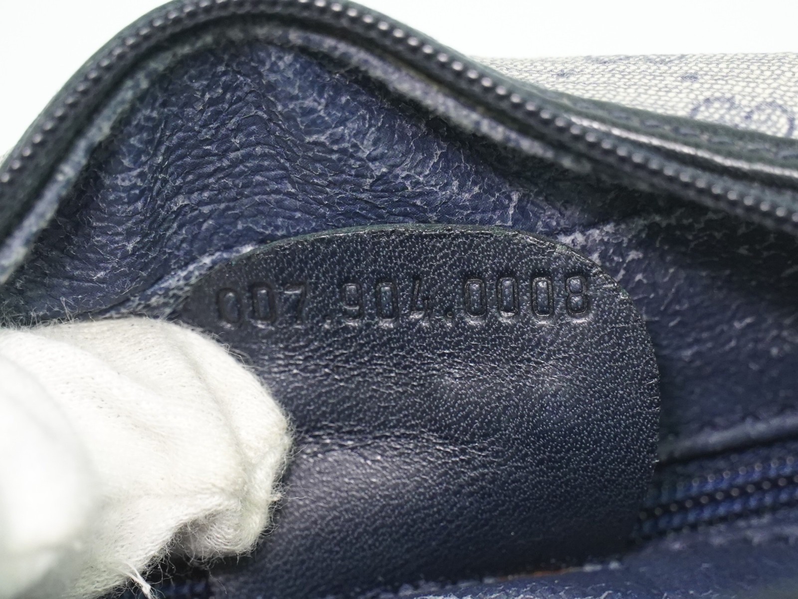 GUCCI Micro GG Canvas Shoulder Crossbody Bag Gray Navy
