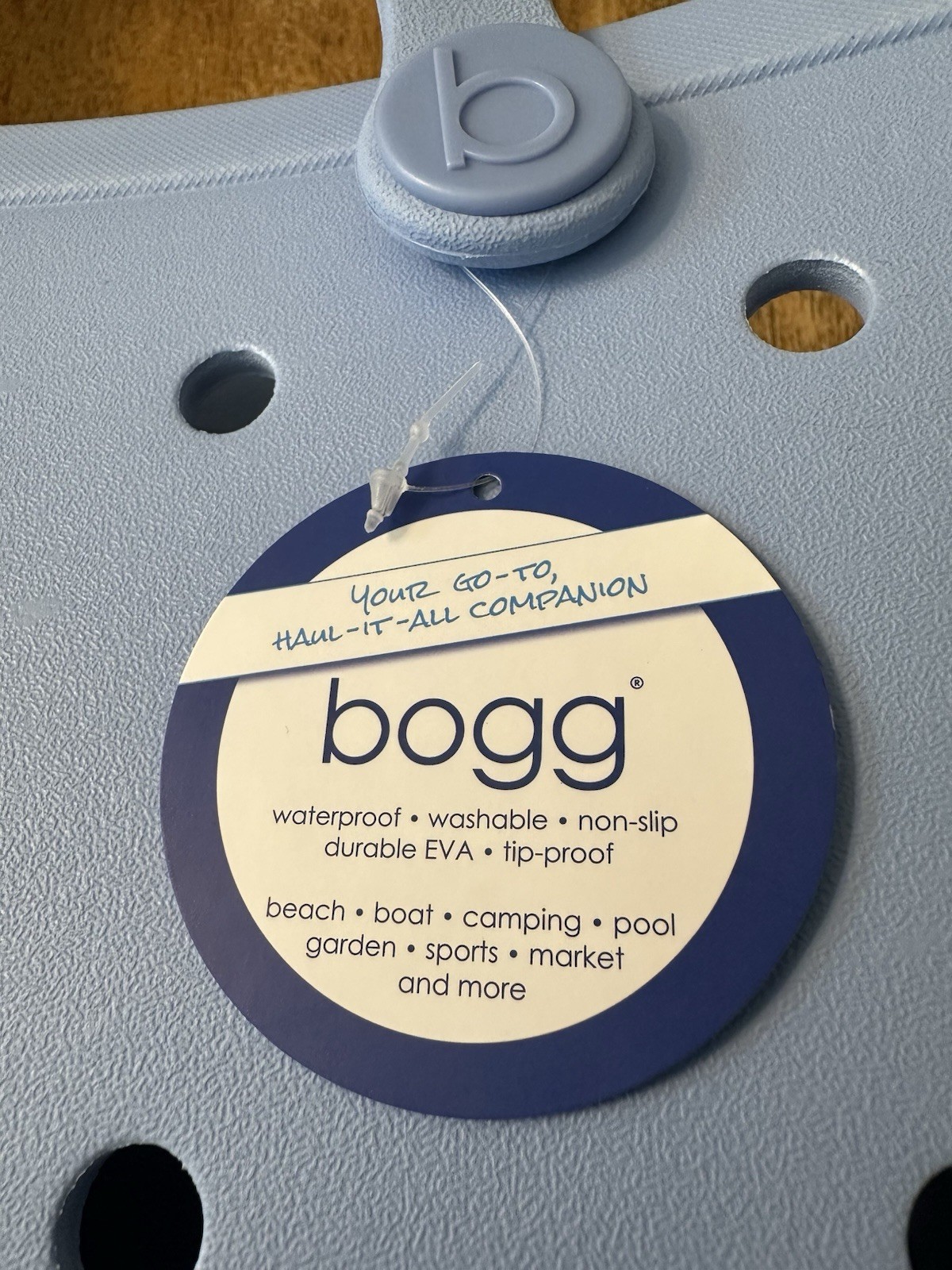 Bogg Blue Medium Tote Bag w/ Clear Pouch Waterproof Washable Tip-Proof