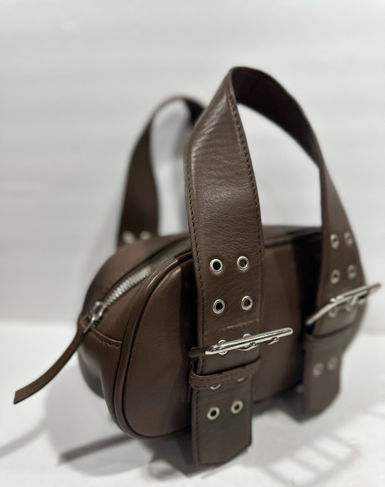 Free People Say Yes Bag Small Oval Brown Leather Handbag