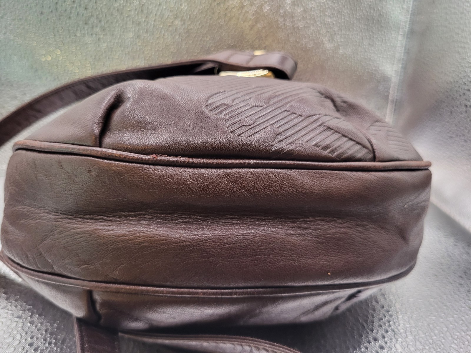 RARE Vtg Authentic Loewe Anagram Logo Brown Nappa Leather Crossbody Handbag