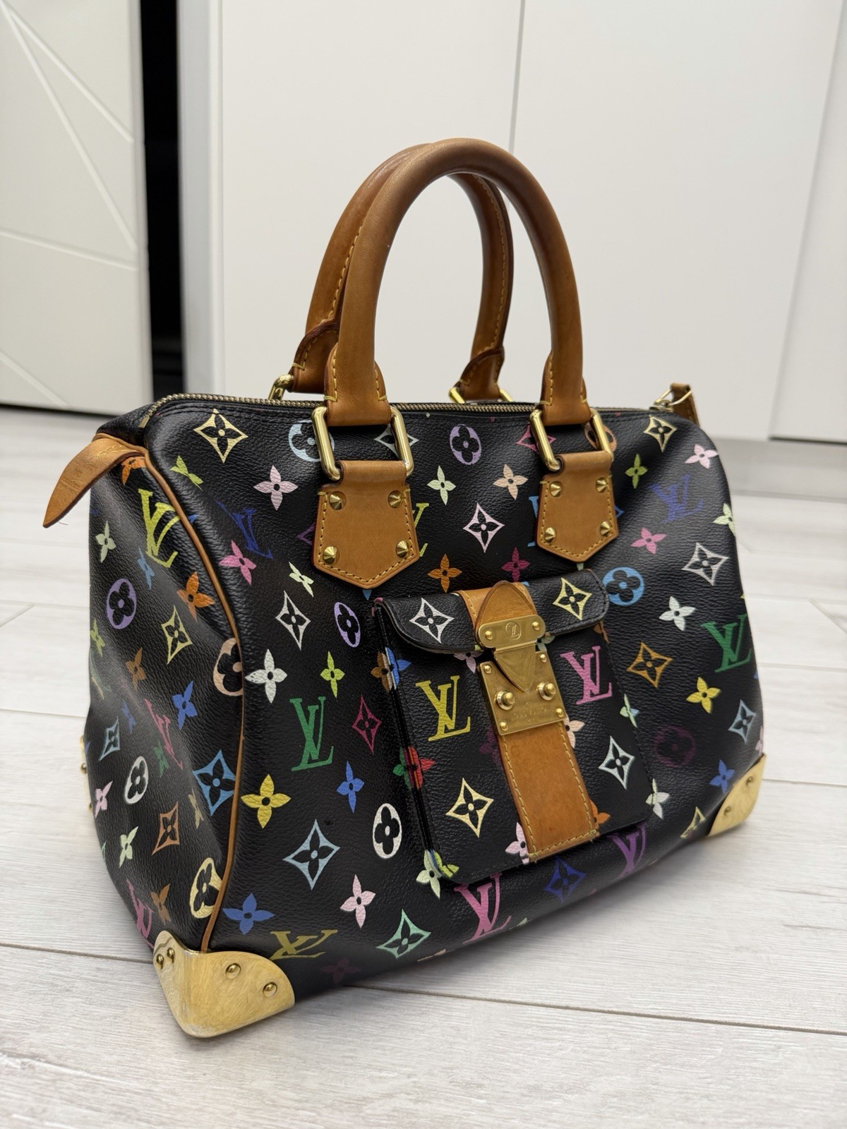 Louis Vuitton Х Takashi Murakami Black Multicolor Speedy Handbag Tote Bag