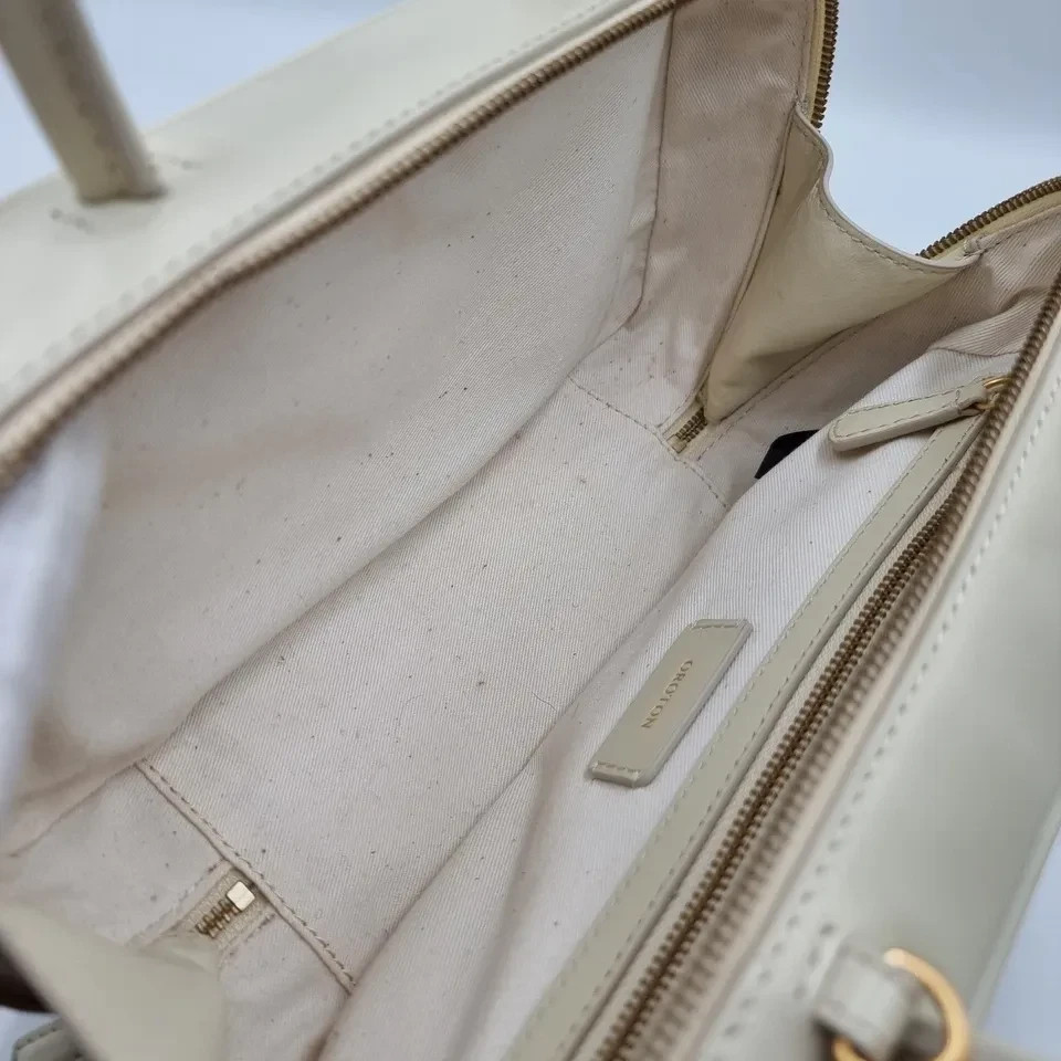 Oroton Izzie Clotted Cream Small Bowler Leather Crossbody Bag Purse w/ dust bag