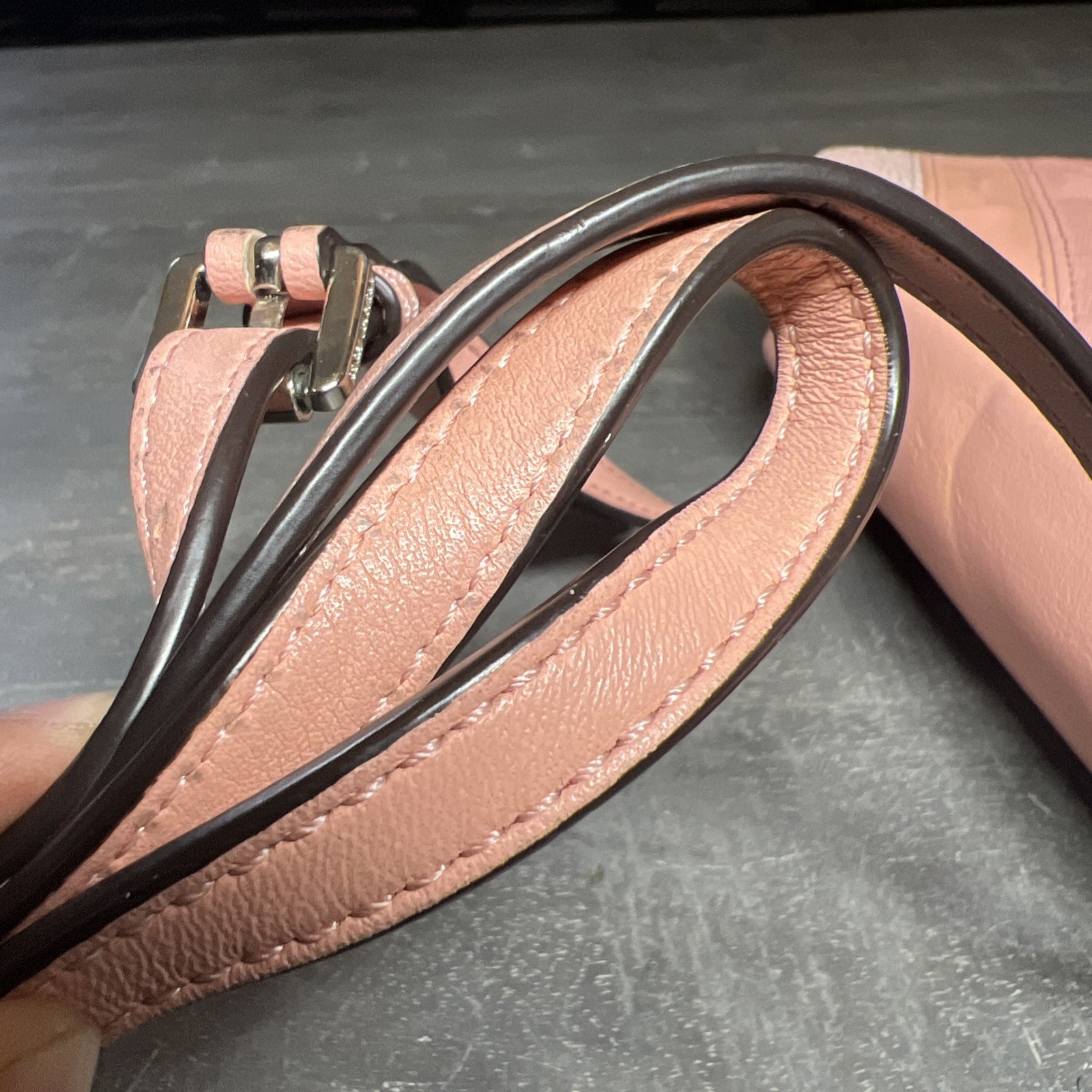 Michael Kors Pink Chevron Crossbody Bag Top Zip Leather Embossed 9.5x2x6.5 in