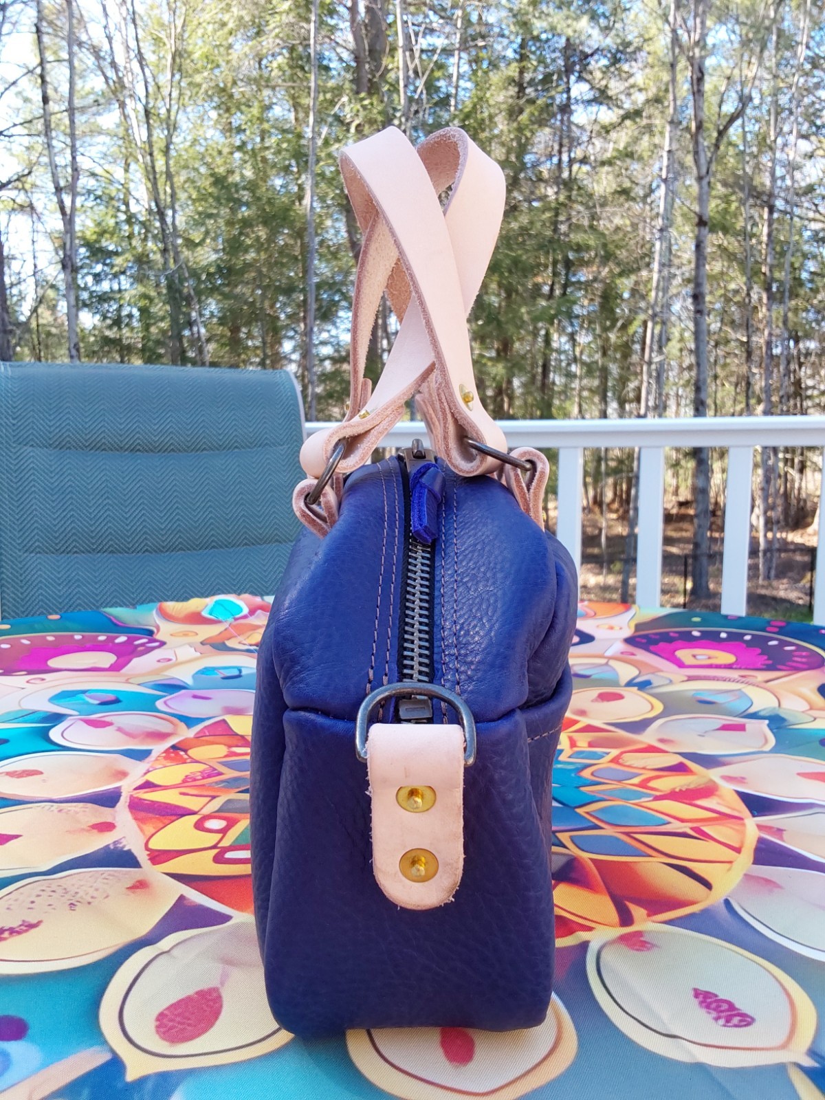 Go Forth Goods – Mini Hoffman Leather Crossbody – Violet w/Natural – BNNU
