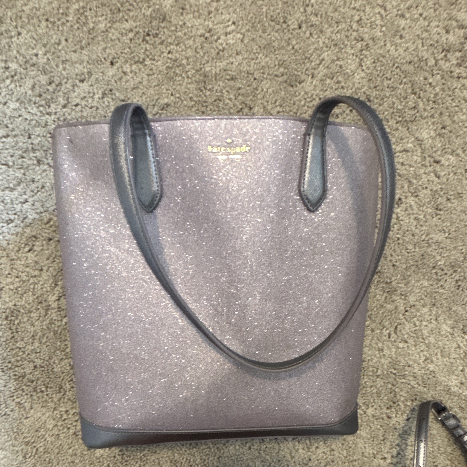 Kate Spade Large Glitter Tote Bag Purple with gold hardware Pre-Owned