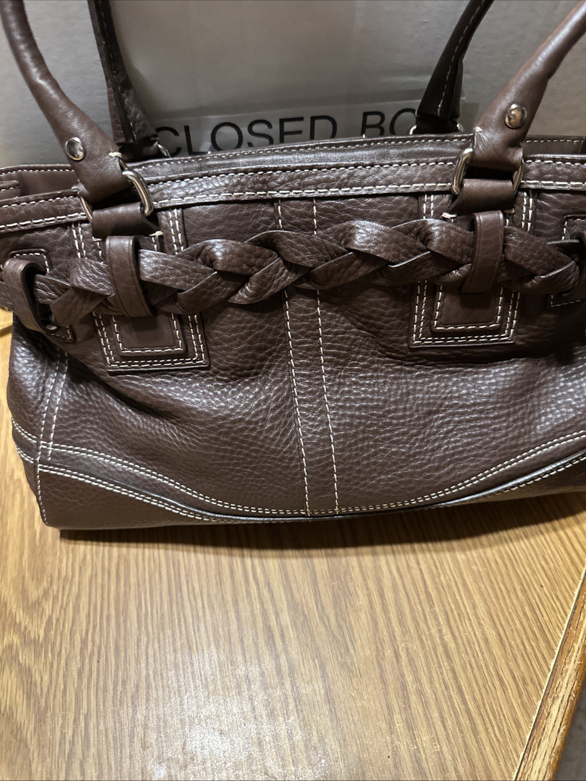 Brown Coach Leather Hampton Handbag