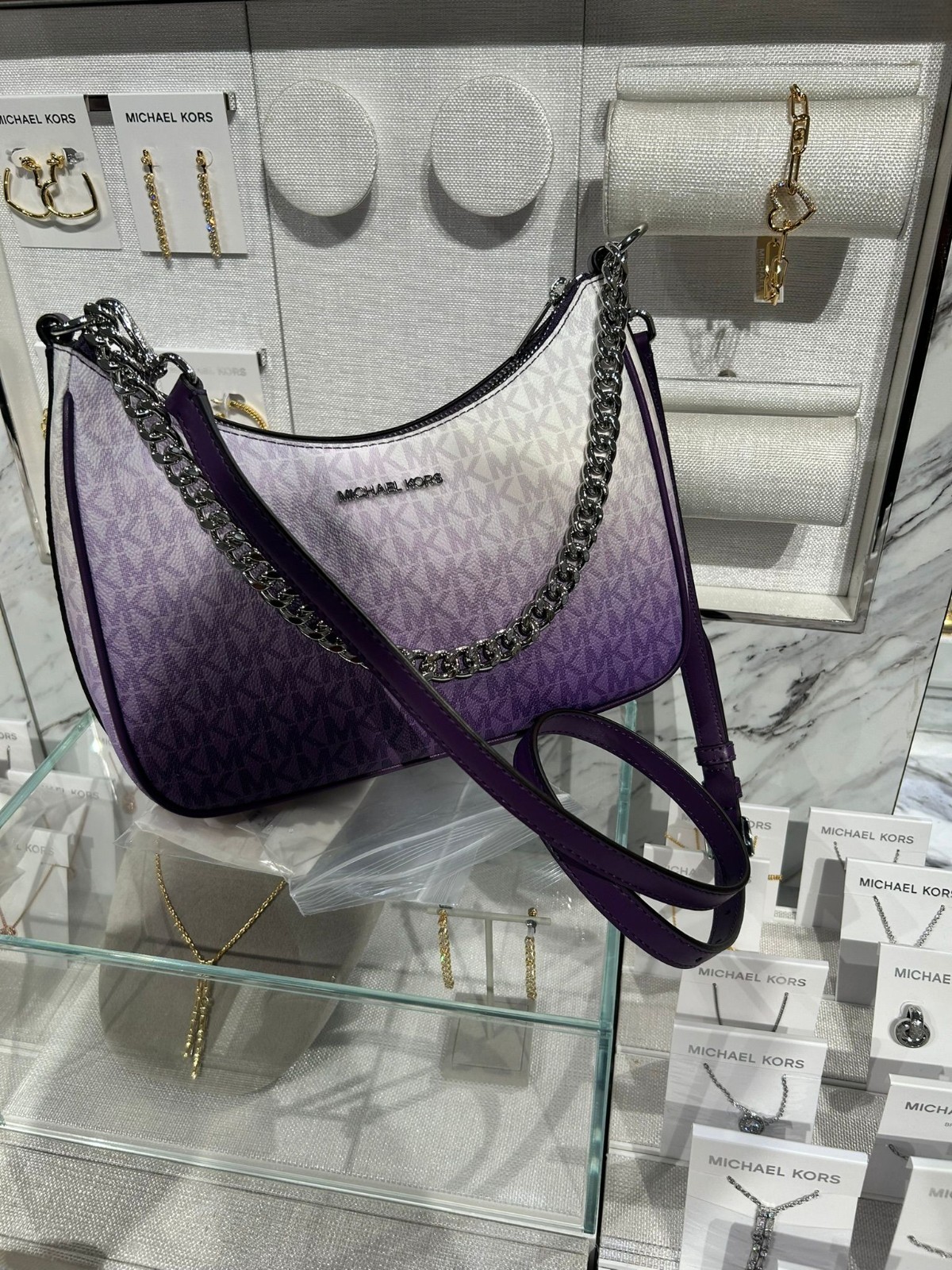 Michael Kors Jet Set Large Women Pochette Ombré Logo Crossbody Bag Variation