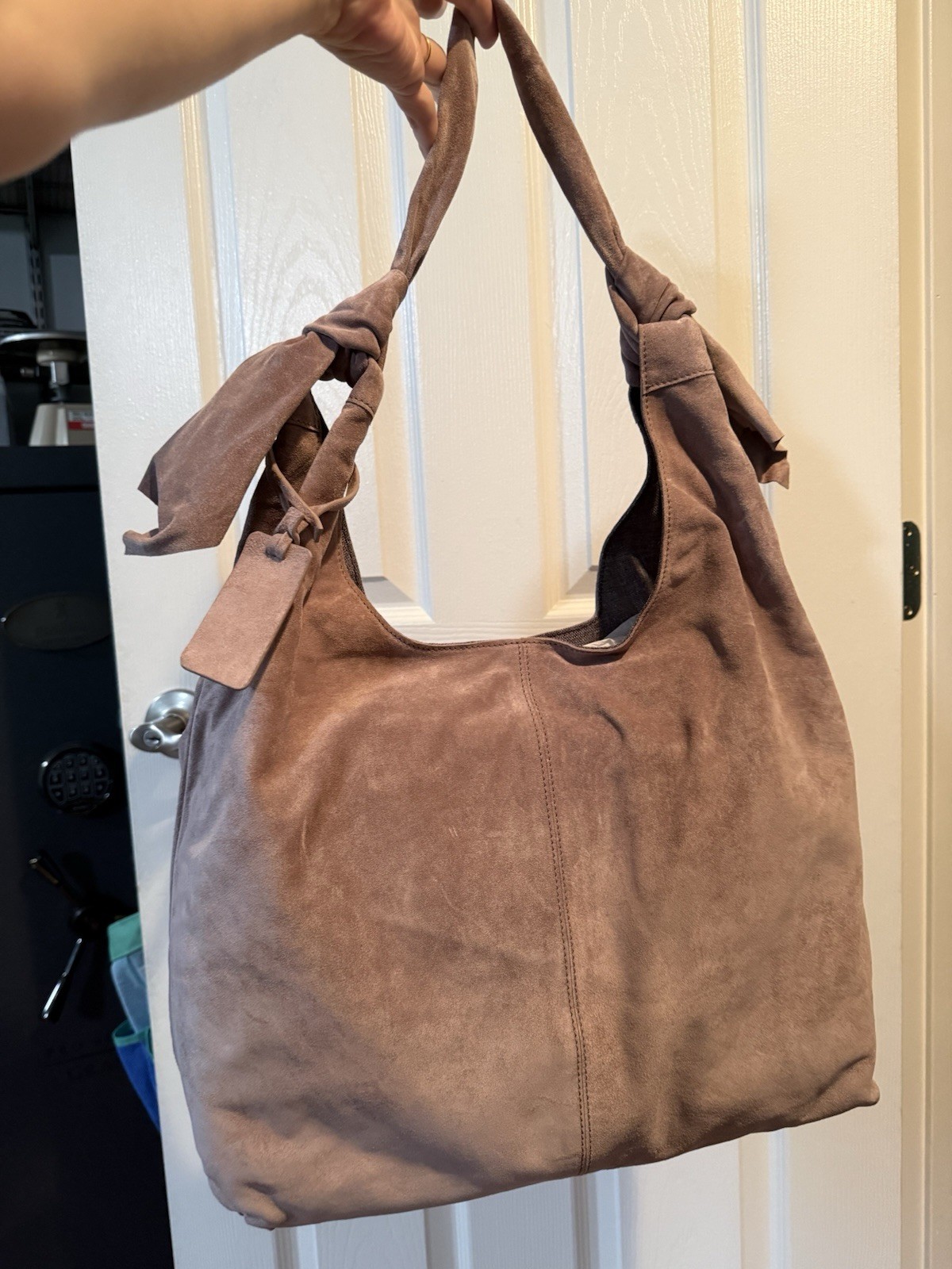 Trask Blush Suede Large Shoulder Bag Tote Handbag, pockets, sample never used