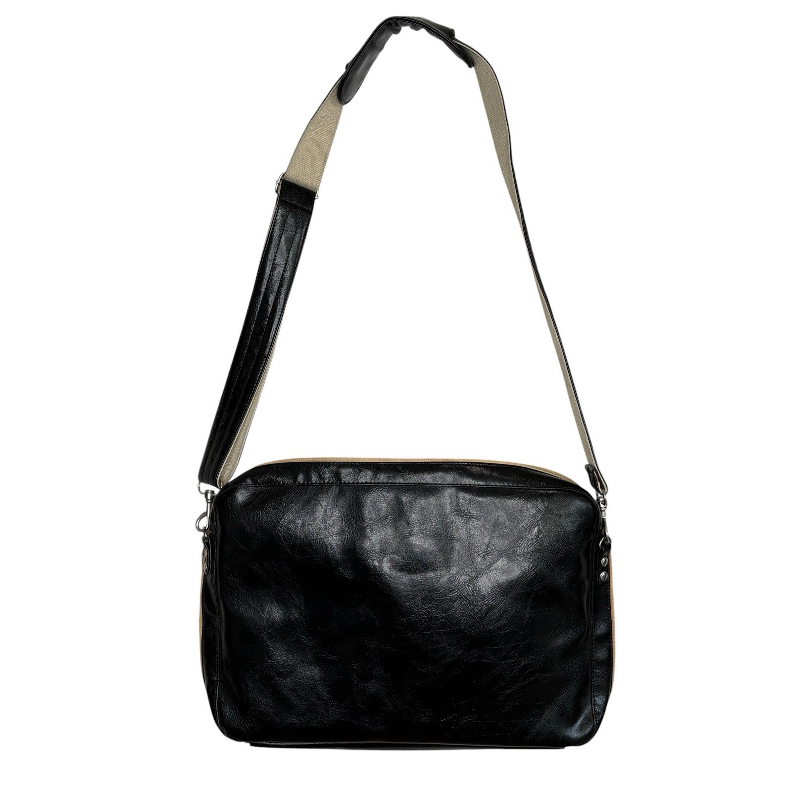 Fred Perry Messenger Bag Preppy Retro Faux Leather Crossbody Logo Zip Tennis