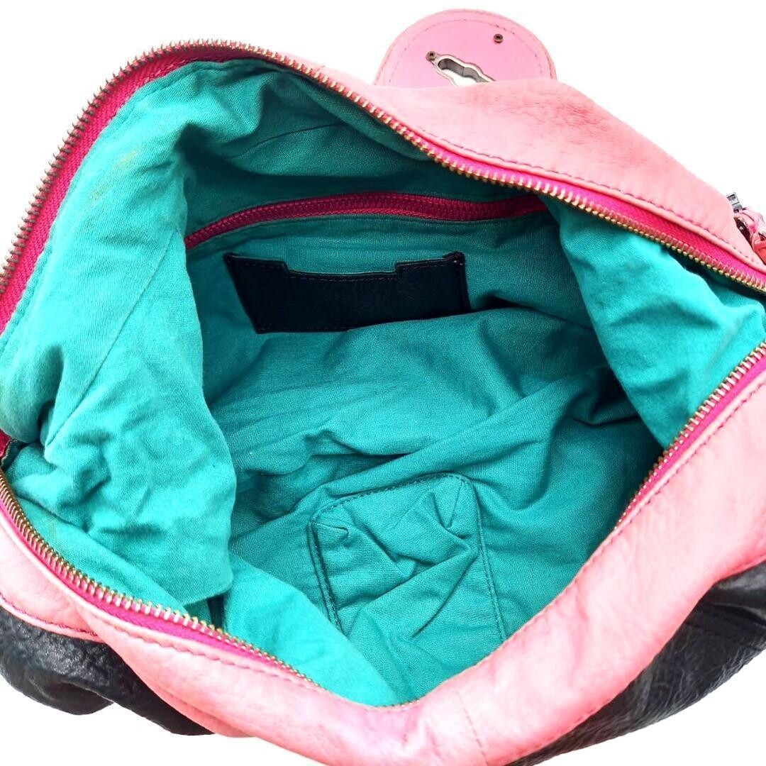 DIESEL One Shoulder Bag Leather Black Pink Vintage From Japan