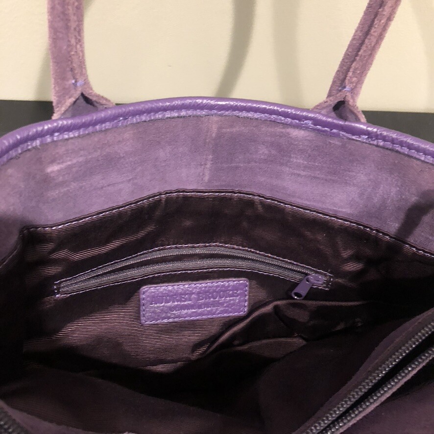 Audrey Brooke Genuine Leather Purple Tote (E0972)
