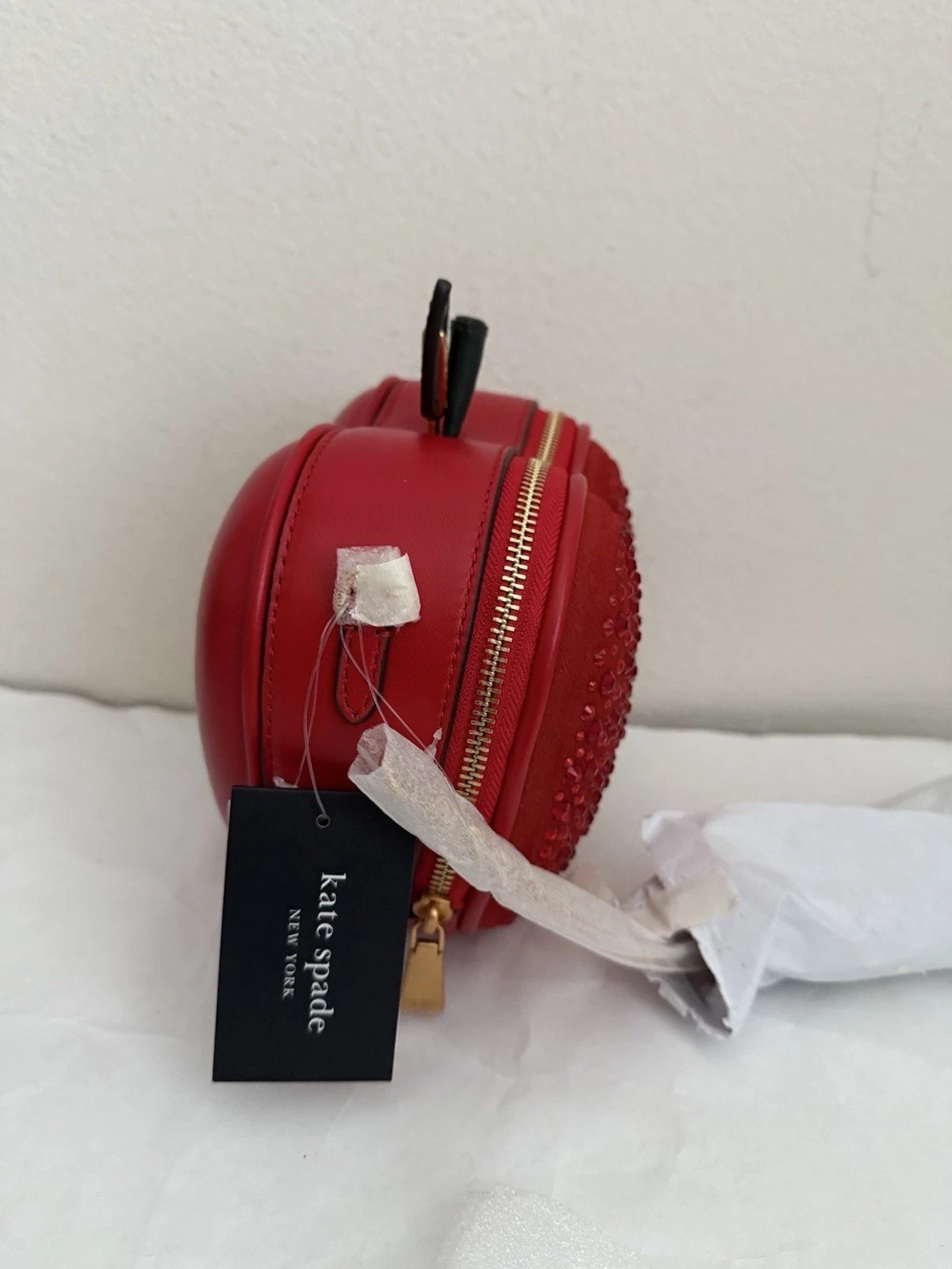 NWT Kate Spade Big Apple Embellished 3D Smooth Leather Crossbody Bag KC912