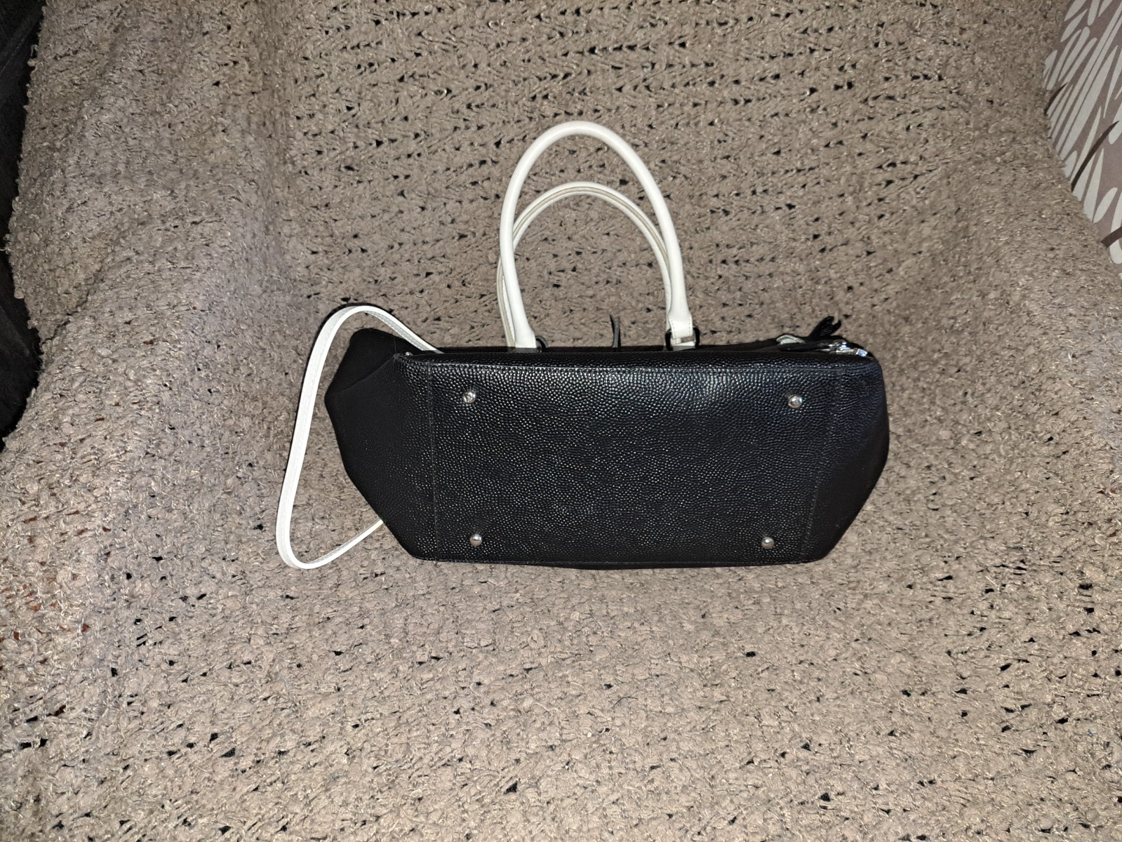 CHARLES JOURDAN-Black/White Leather Satchel/Shoulder Strap-Large Bag-Excellent