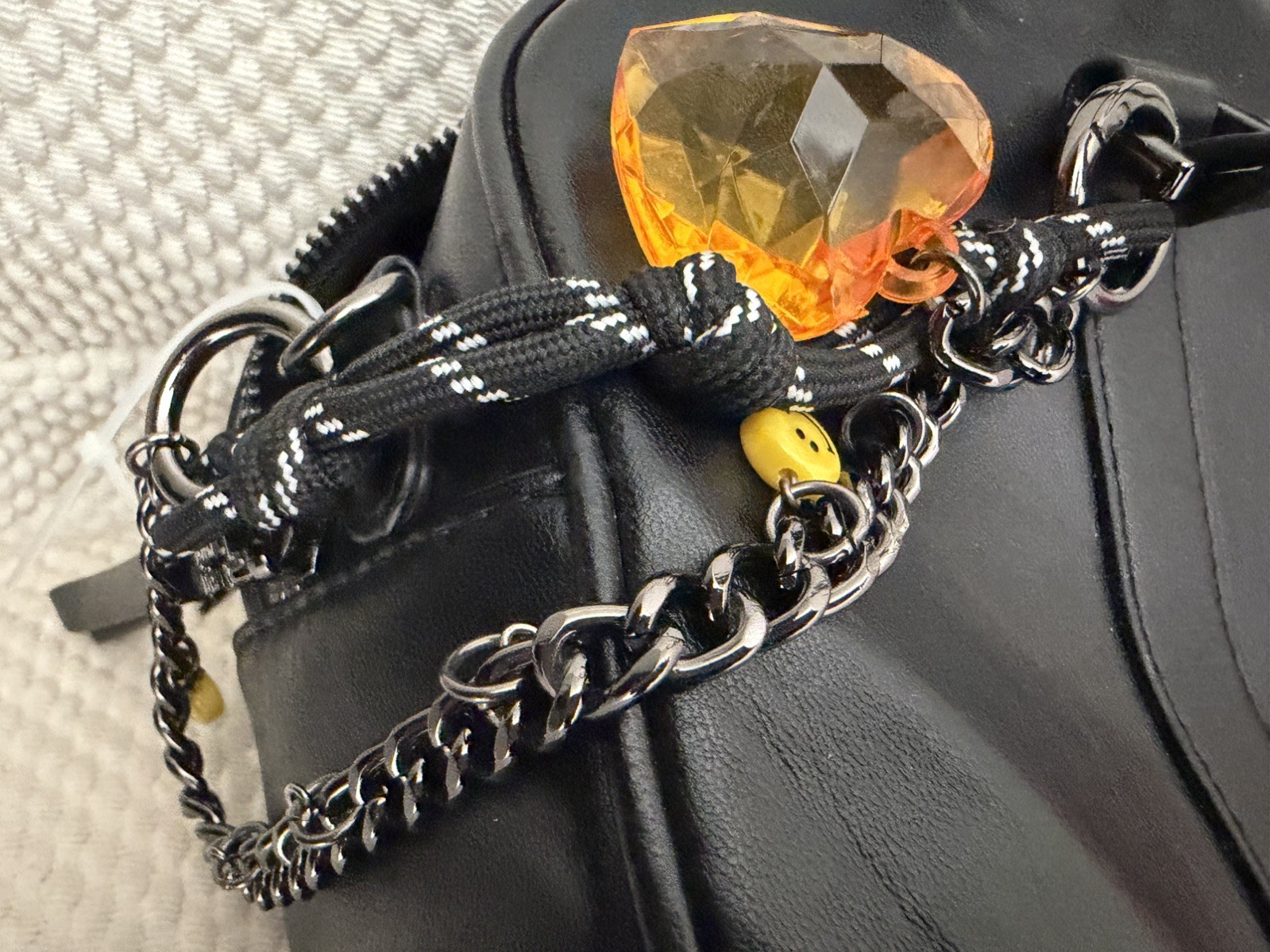 Steve Madden Matte Black Crossbody Bag with Mini bag and Jeweled Heart Bag Charm