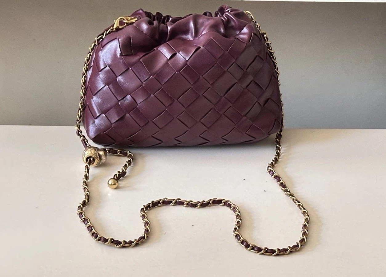 Verano Hill Woven Leather Handbag Burgundy Crossbody Chain BRAND NEW WITH TAGS