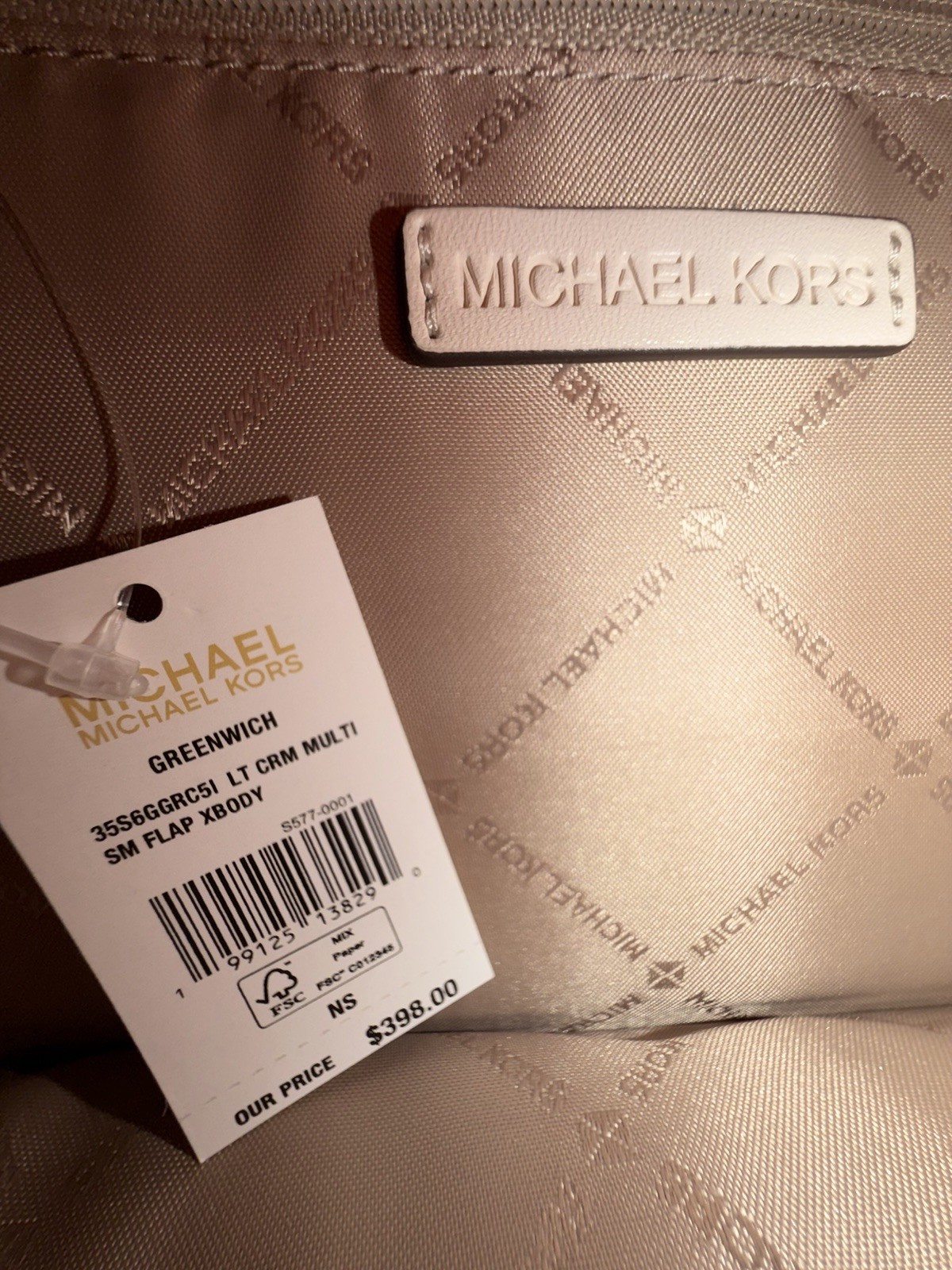 Michael Kors Greenwich Small Shoulder Flap Crossbody Bag Light Cream Multi