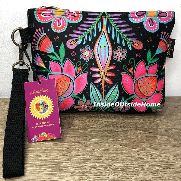 Laurel Burch Alyssa Floral Wristlet Bag 8×5.5″ Phone/Makeup/ID/Cards/Sml Tech Nw