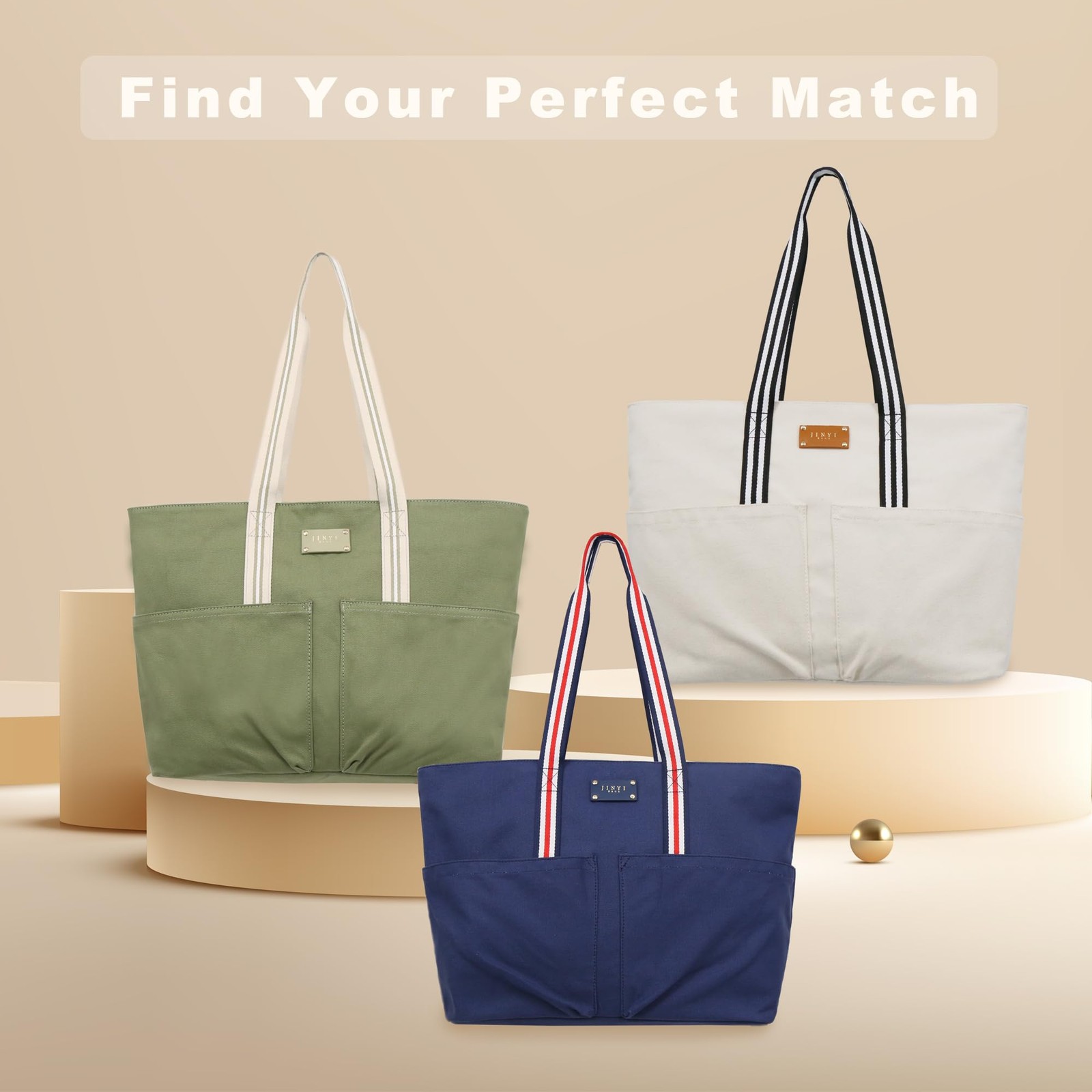 Canvas Tote Bag for , Large Capacity Travel Shoulder Bag with Interior Organi…