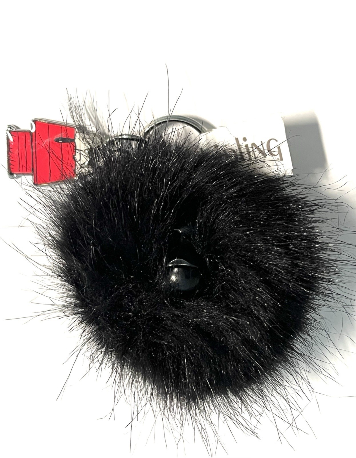 NWOT KIPLING BLACK POMPOM Monkey Dominique Enamel Peanuts Key Ring Fob Bag Charm