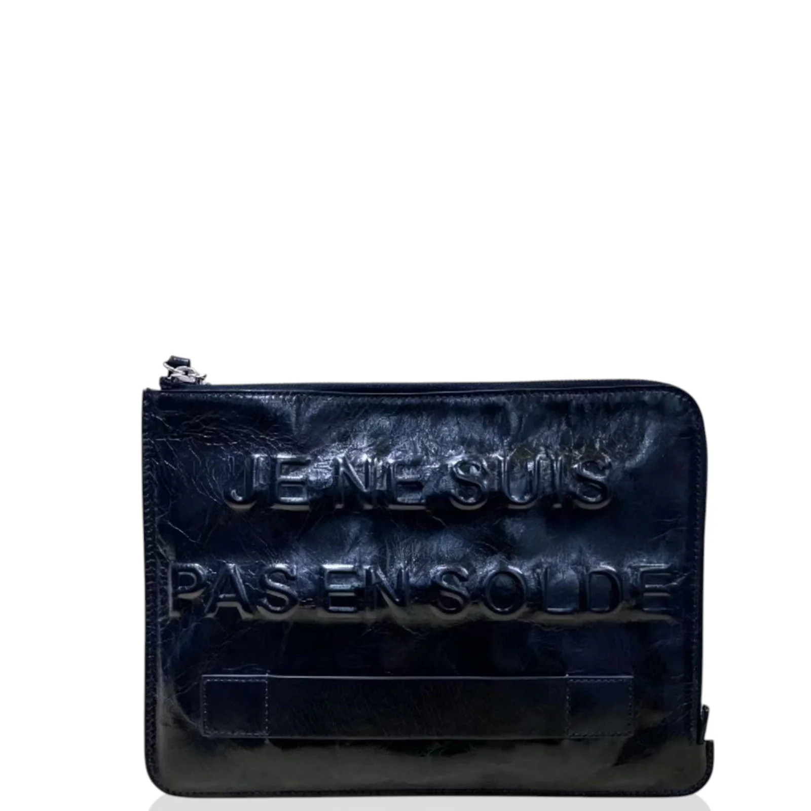 Chanel Logo Embossed Clutch Black Pull Up Leather (mh050526c2r)