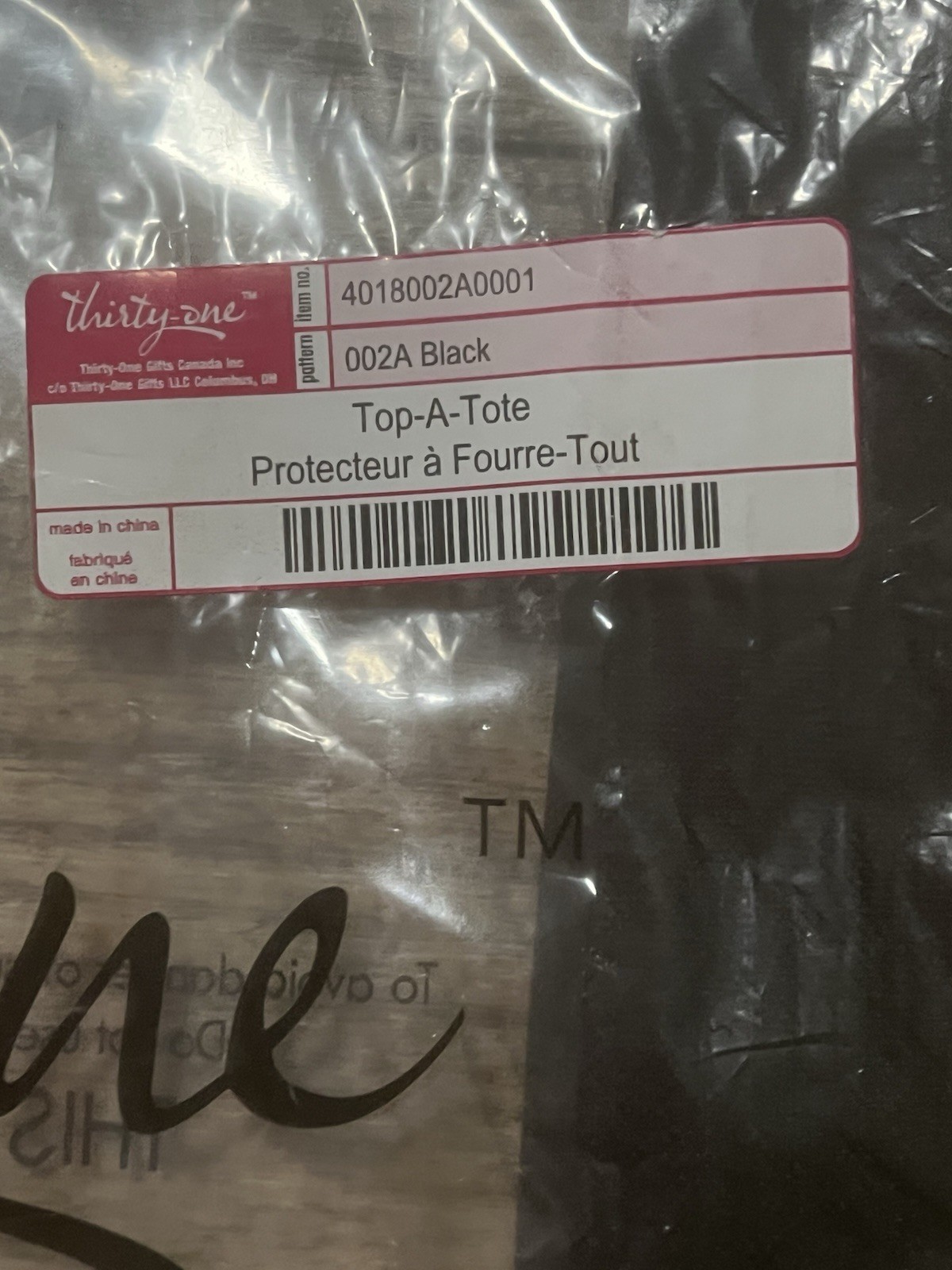 Thirty One LARGE Utility Top a Tote Lid Protector With 21.5×10.5 Black