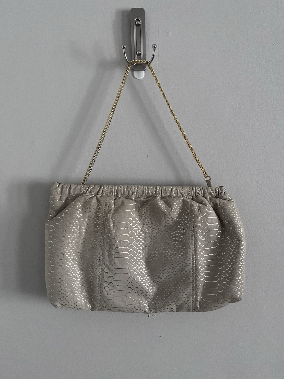 Bags By Pinky Genuine Leather Clutch Snake Skin Print