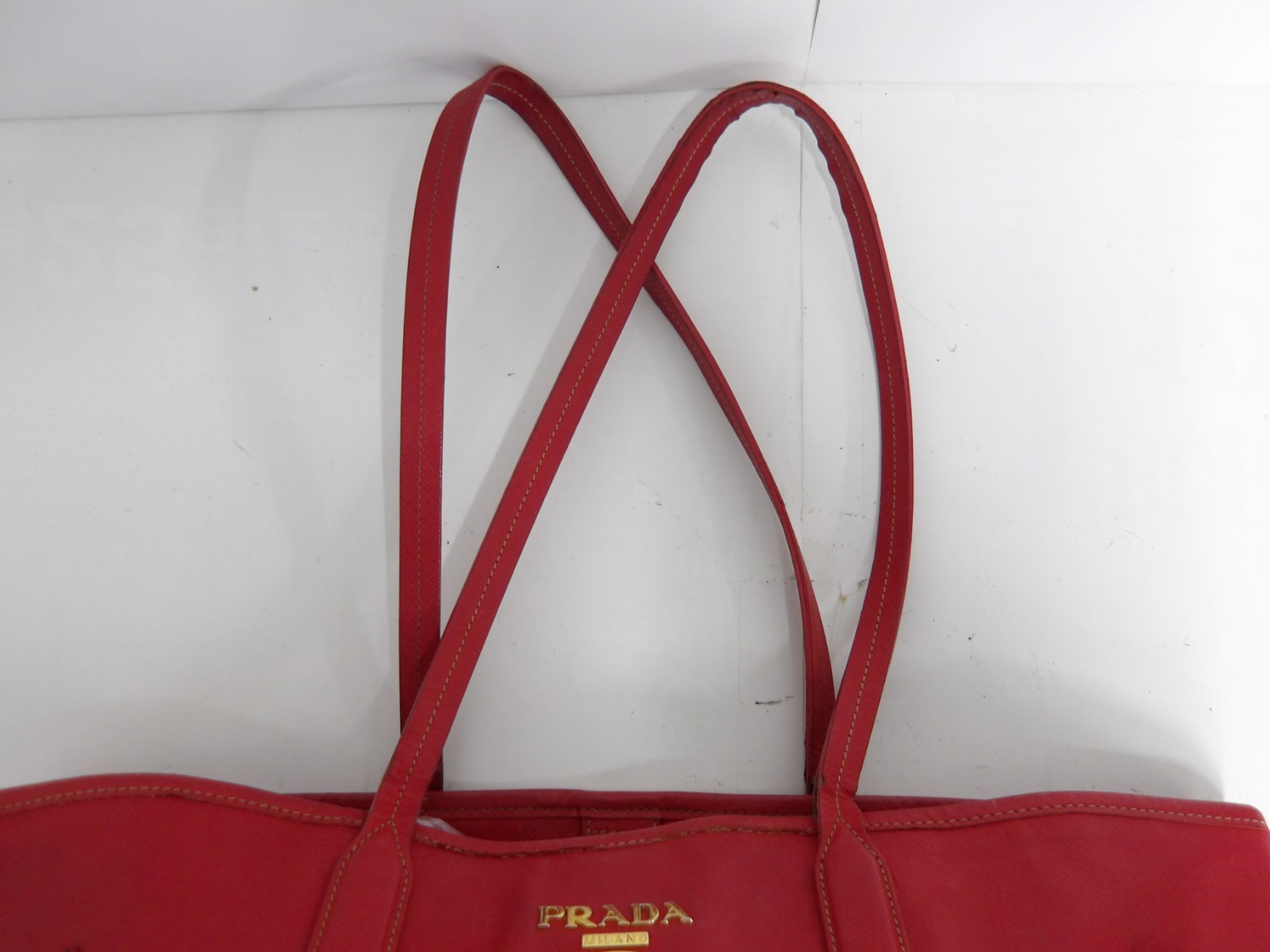 Auth MH87 Prada Saffiano Metal Tote Bag Gold Hardware from Japan