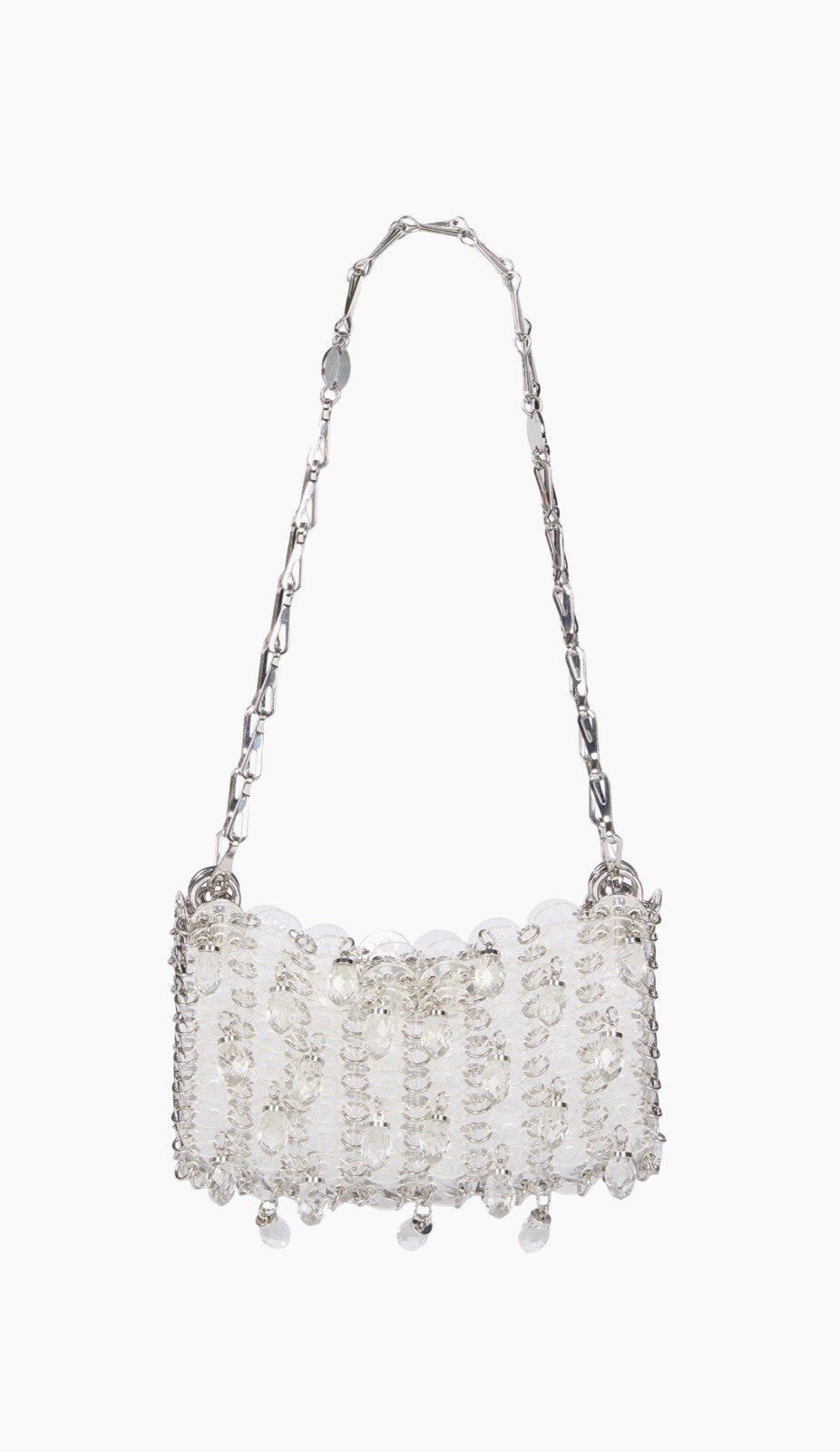 Paco Rabanne Stainless Steel Embellished Crystal Clear Glass Sac A Main Clear