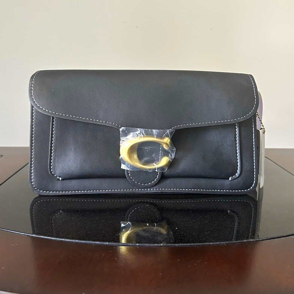 COACH Tabby Small Black Shoulder Bag Top Handle Gold Hardware Buckle Strap