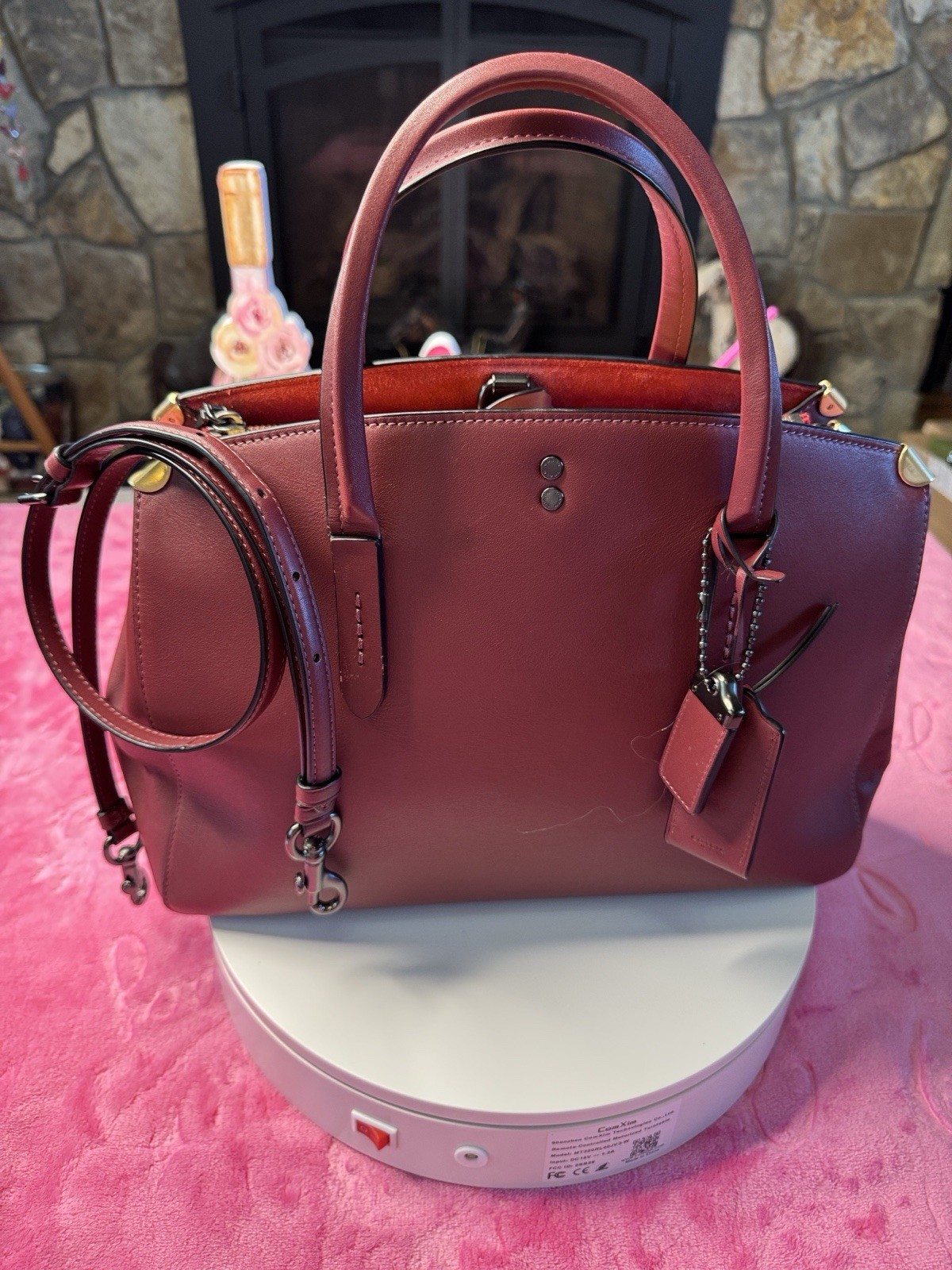 Coach Burgundy Satchel Top Handle Zip, Detachable/Adjust Strap, Hang Tag
