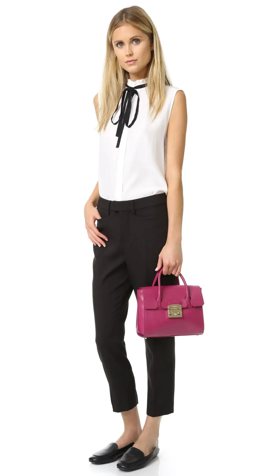 NWT Furla Metropolis Satchel Leather Small Bag Lampone
