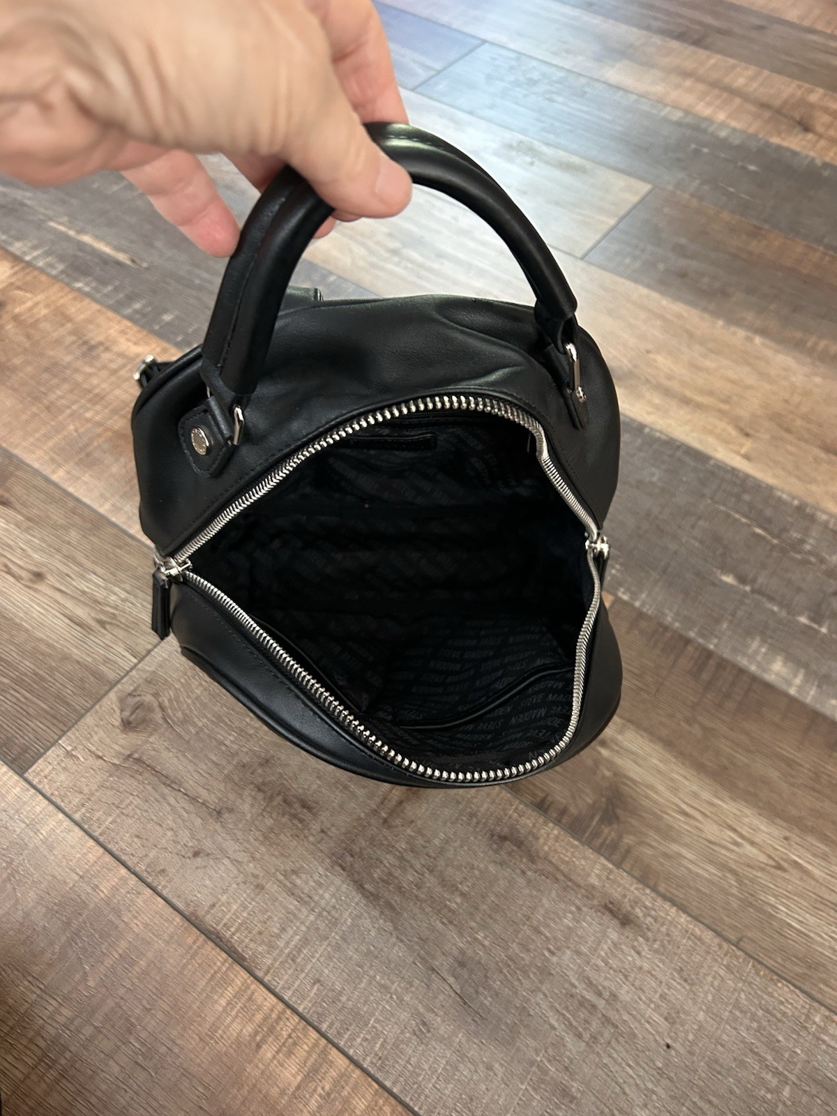Steve Madden Black Medium Backpack Multiple Pockets Clean Versatile