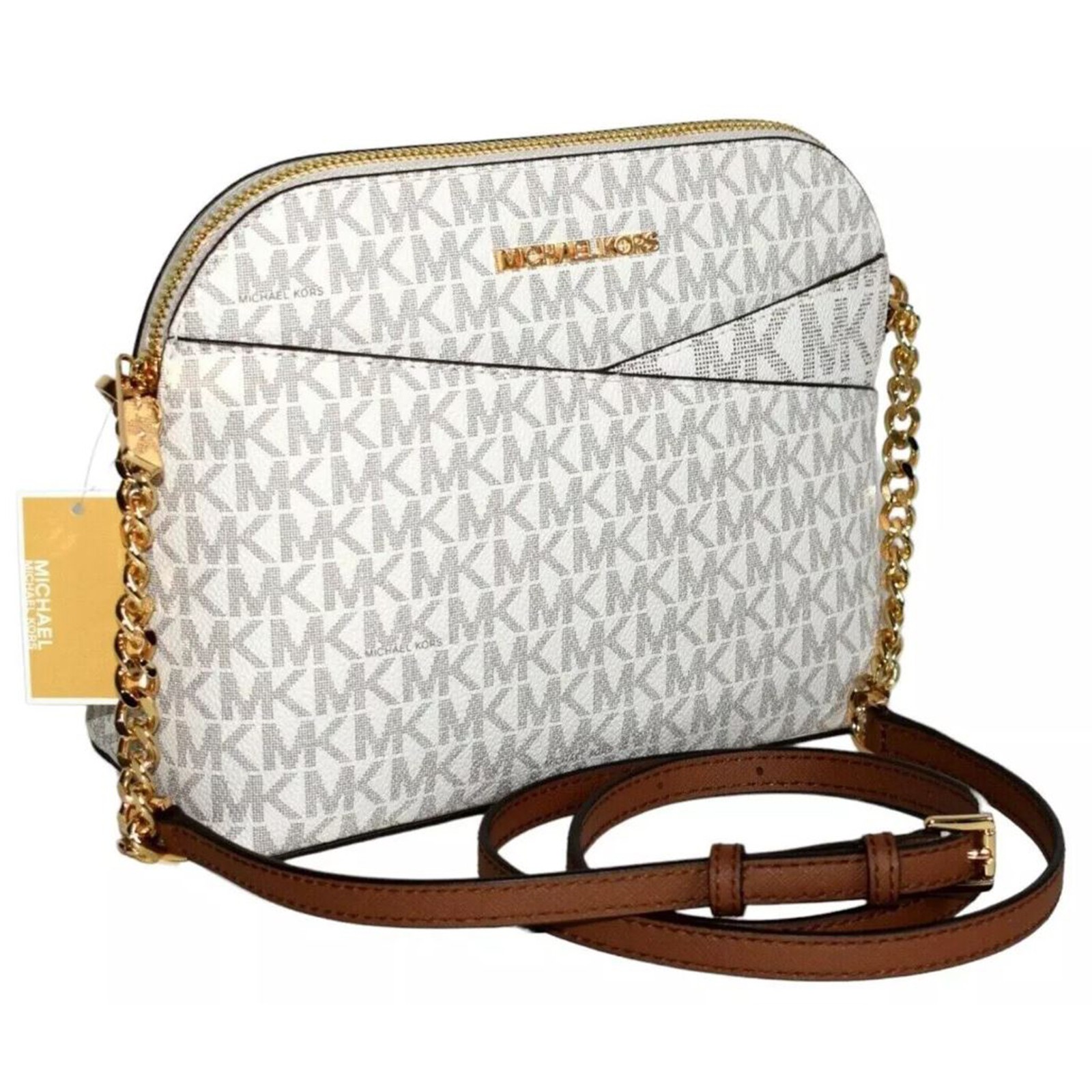 Michael Kors Jet Set Medium Crossbody Leather Handbag (VANILLA) 35F1GTVC6B-150