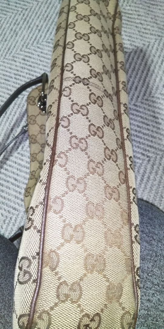 Gucci GG Canvas Handbag Leather Trim 25x24x38in Excellent Condition