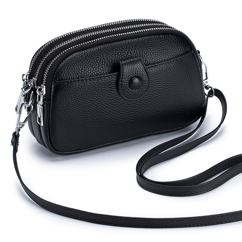 Womens Genuine Leather Purse Cell Phone Shoulder Crossbody Bag Zipper Wallet US