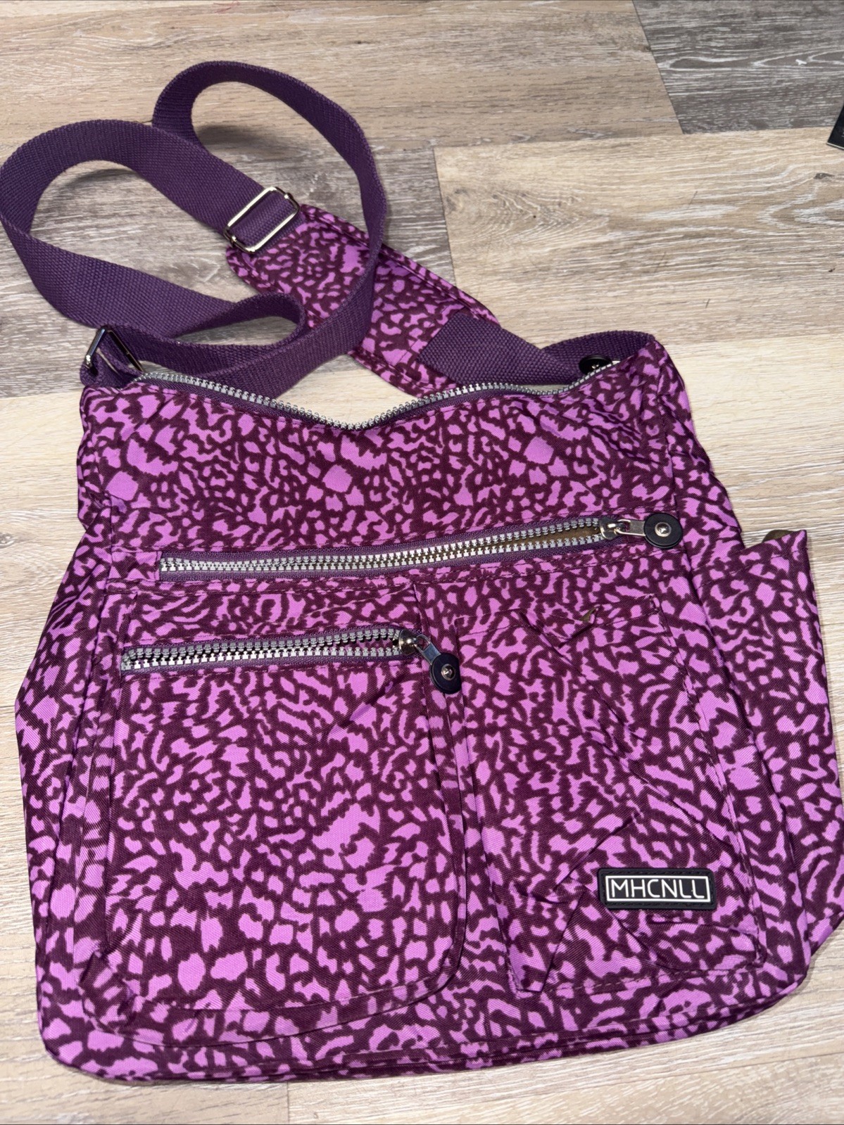 Mhcnll Purple Mix Crossbody Mix Print Size 12H X 12L Zipper pockets